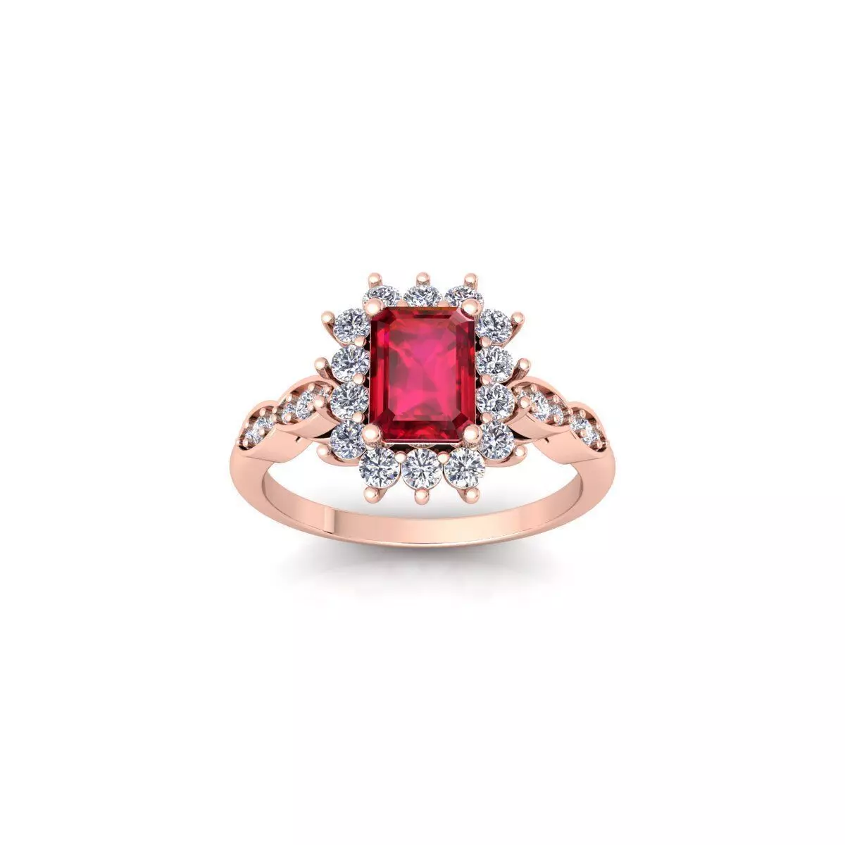 Fancy Gemstone Ring 26 3d Model and Render 3D print model_0