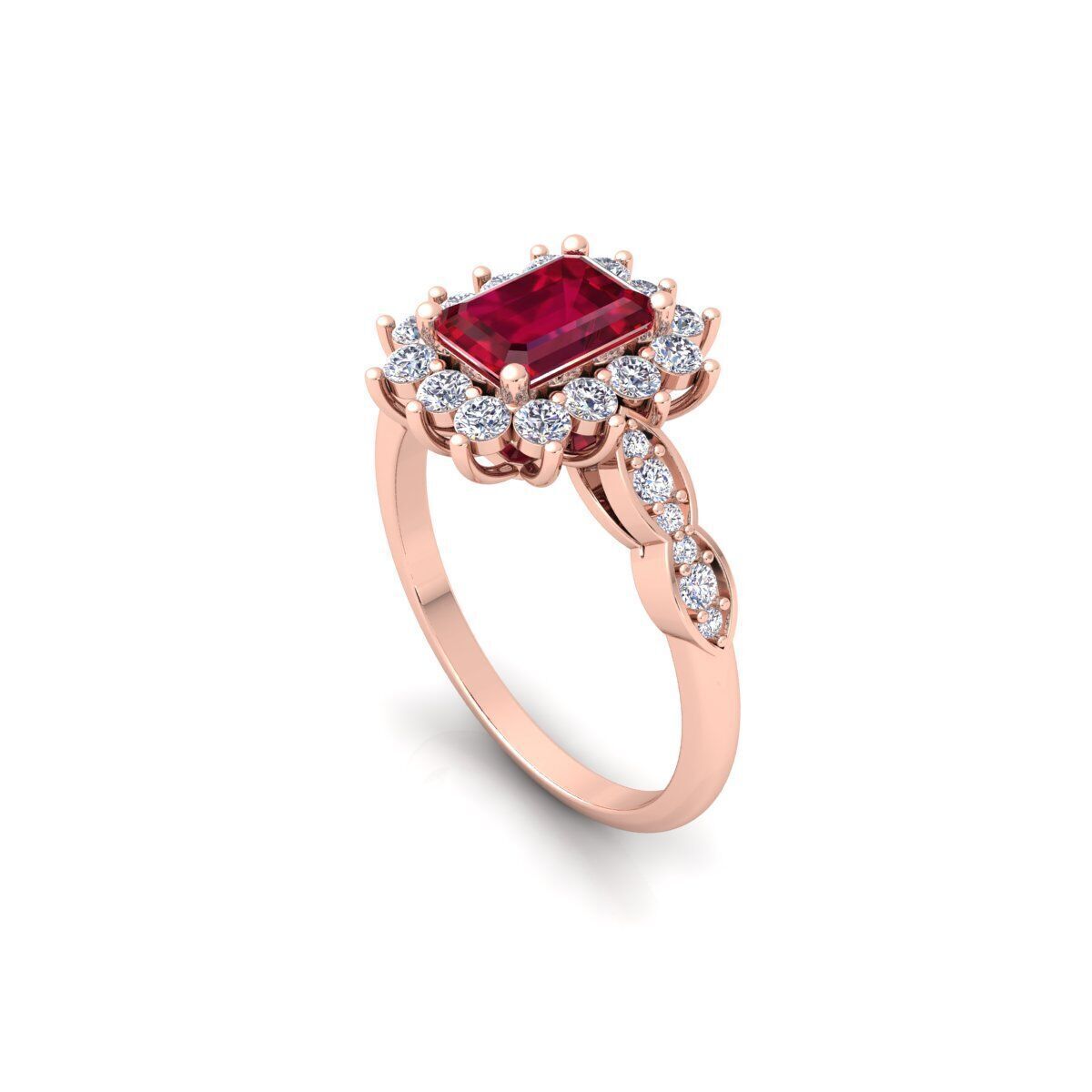 Fancy Gemstone Ring 26 3d Model and Render 3D print model_7