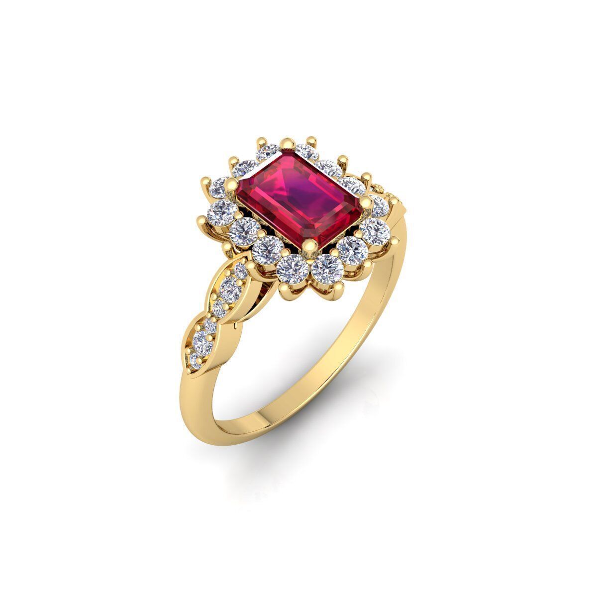 Fancy Gemstone Ring 26 3d Model and Render 3D print model_3