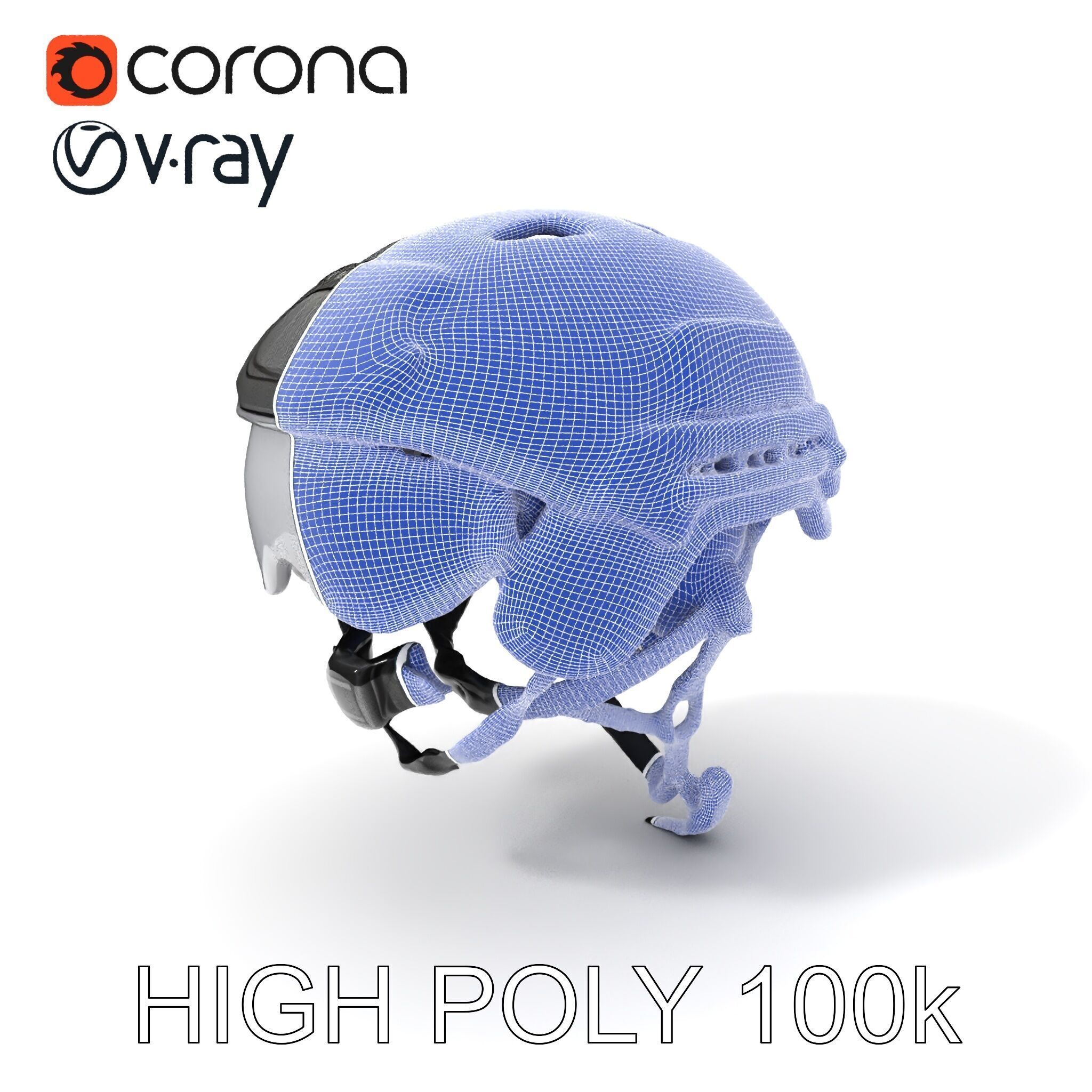 Tactical Helmet D Model Pack with Adjustable Straps Low-poly 3D model_3