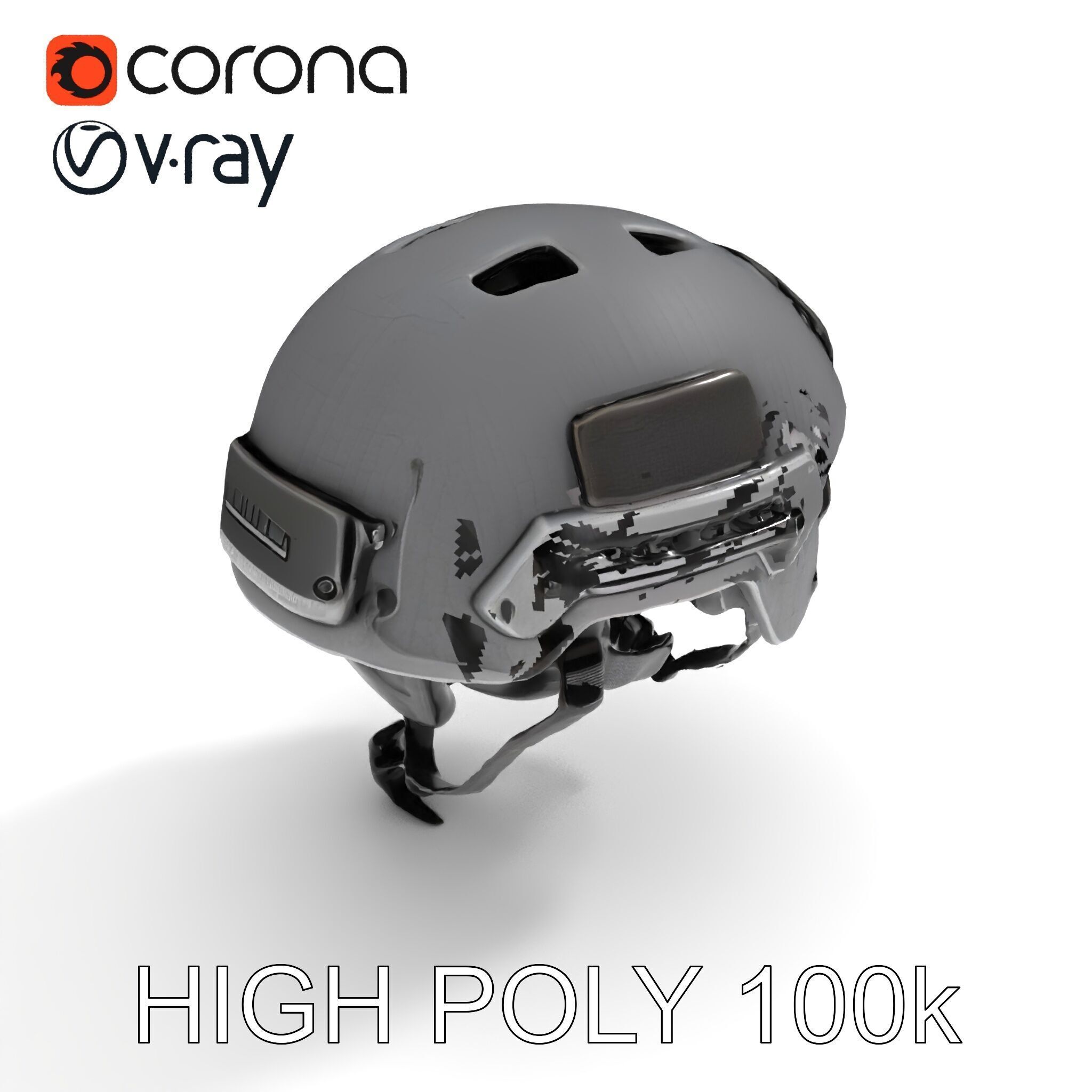 Tactical Helmet D Model Pack with Adjustable Straps Low-poly 3D model_21