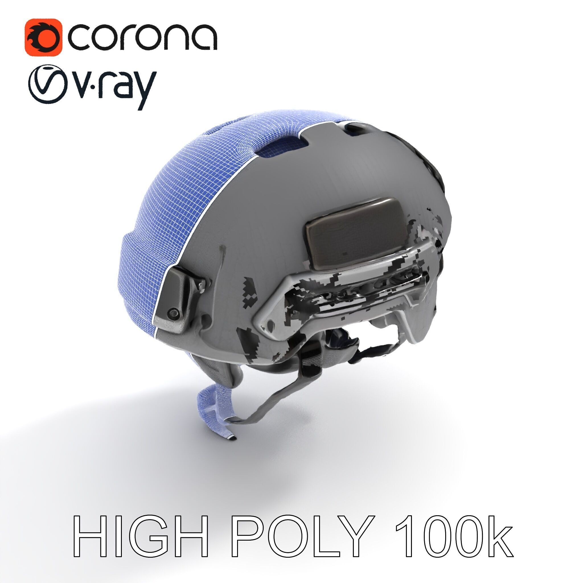 Tactical Helmet D Model Pack with Adjustable Straps Low-poly 3D model_8