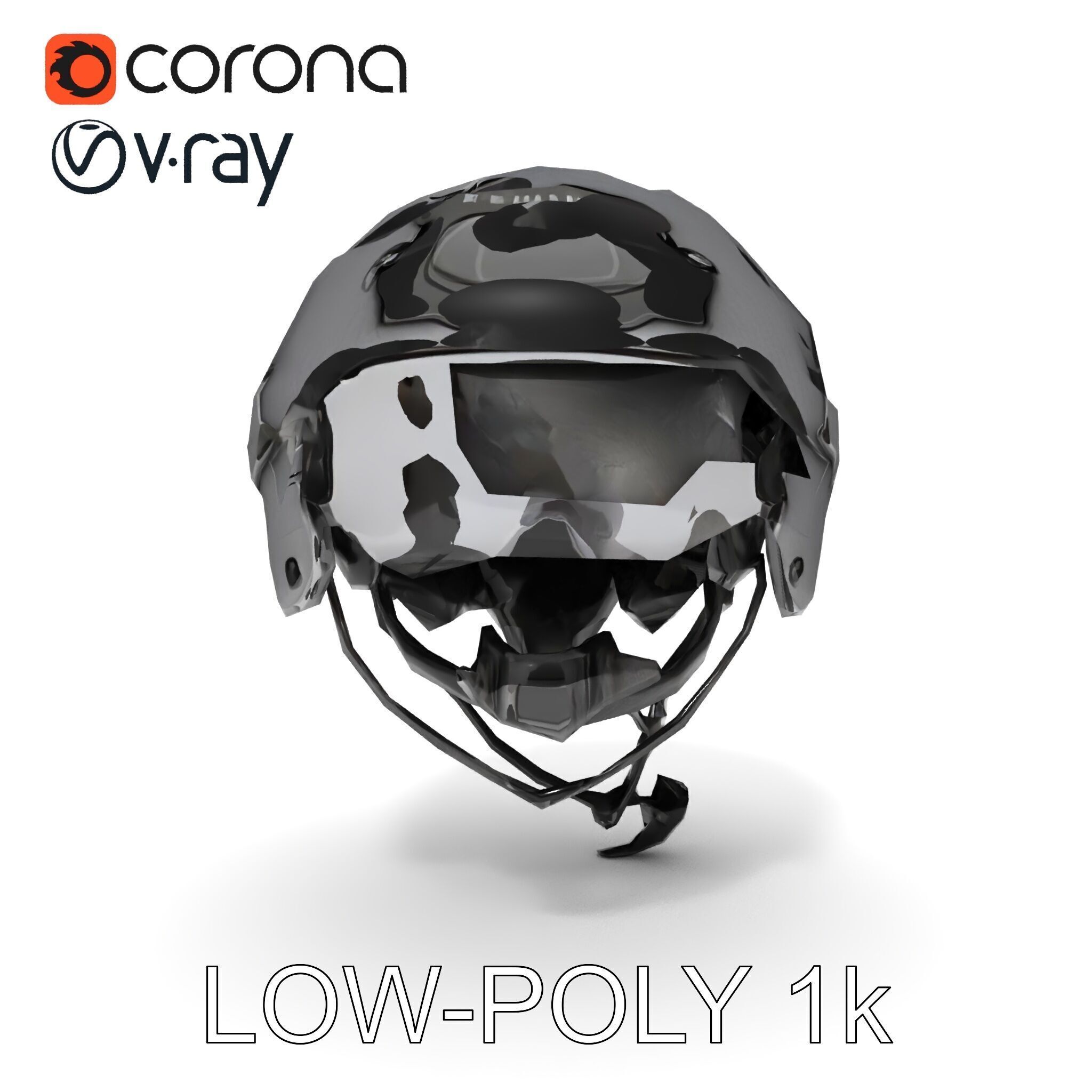 Tactical Helmet D Model Pack with Adjustable Straps Low-poly 3D model_20
