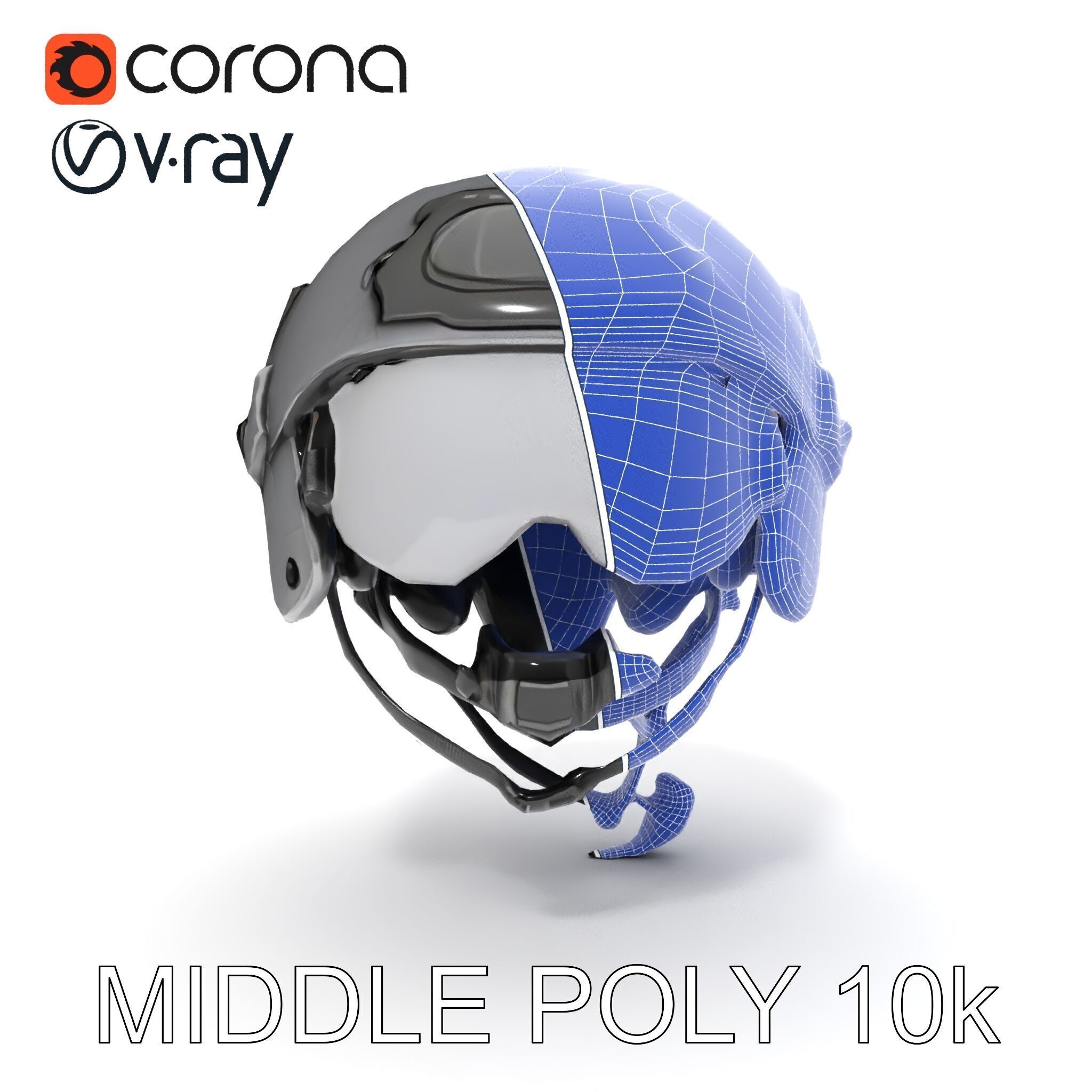 Tactical Helmet D Model Pack with Adjustable Straps Low-poly 3D model_16