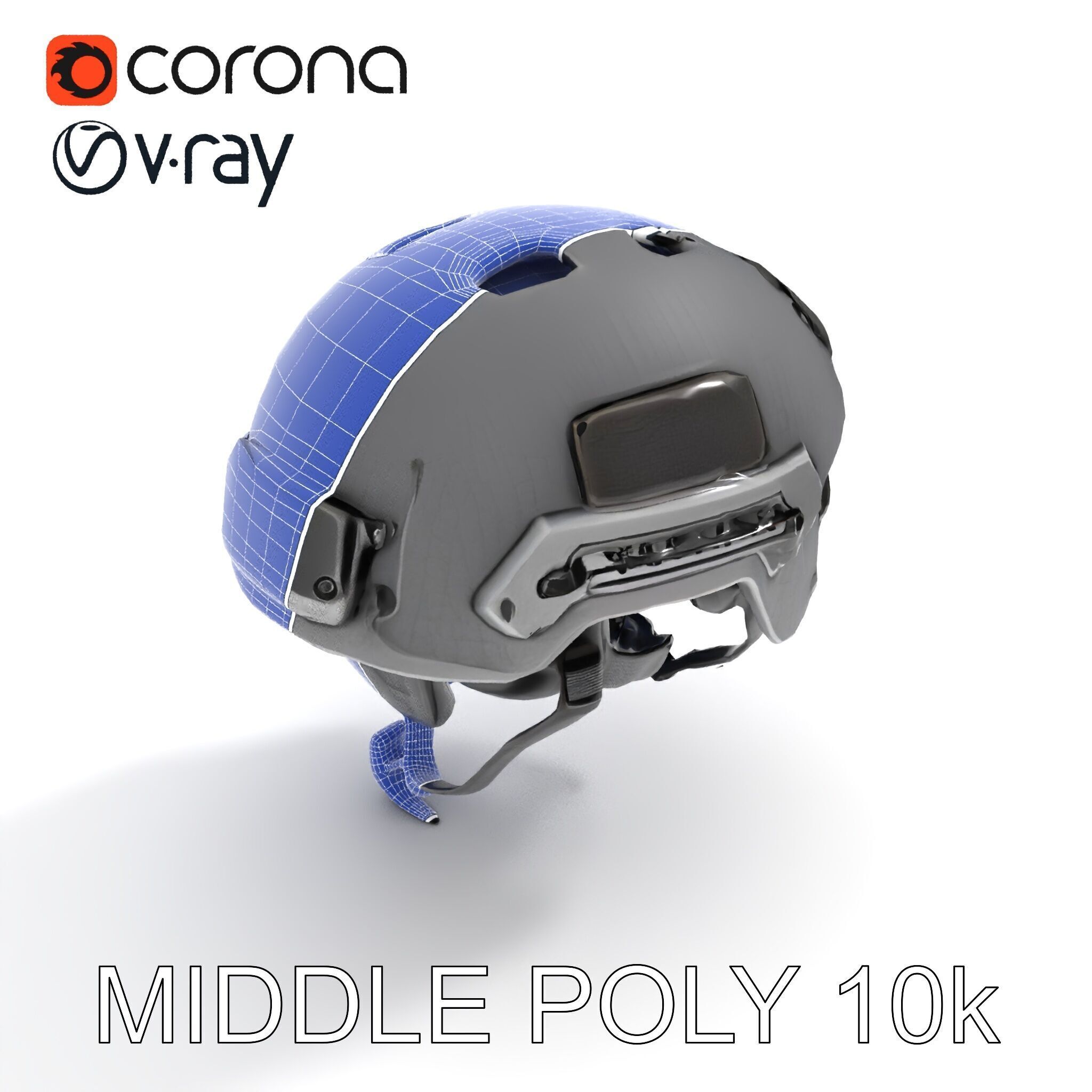 Tactical Helmet D Model Pack with Adjustable Straps Low-poly 3D model_11