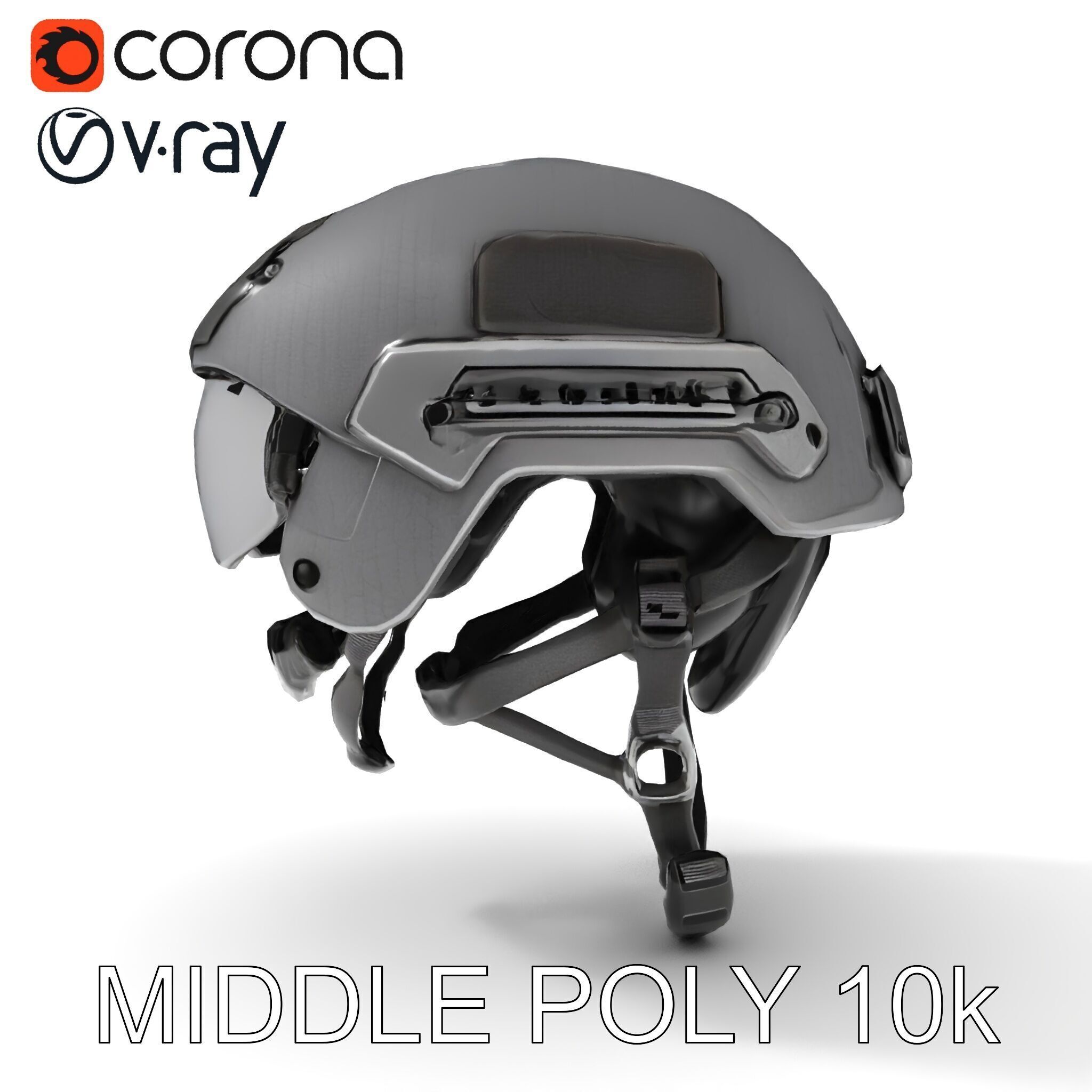 Tactical Helmet D Model Pack with Adjustable Straps Low-poly 3D model_14