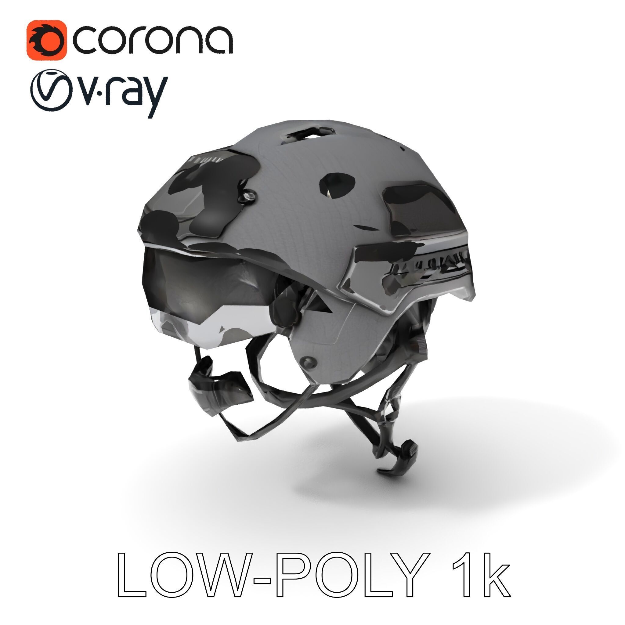 Tactical Helmet D Model Pack with Adjustable Straps Low-poly 3D model_23