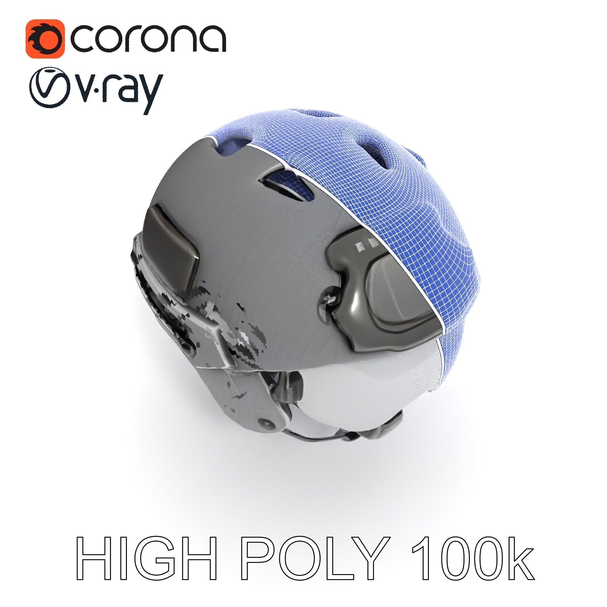 Tactical Helmet D Model Pack with Adjustable Straps Low-poly 3D model_29