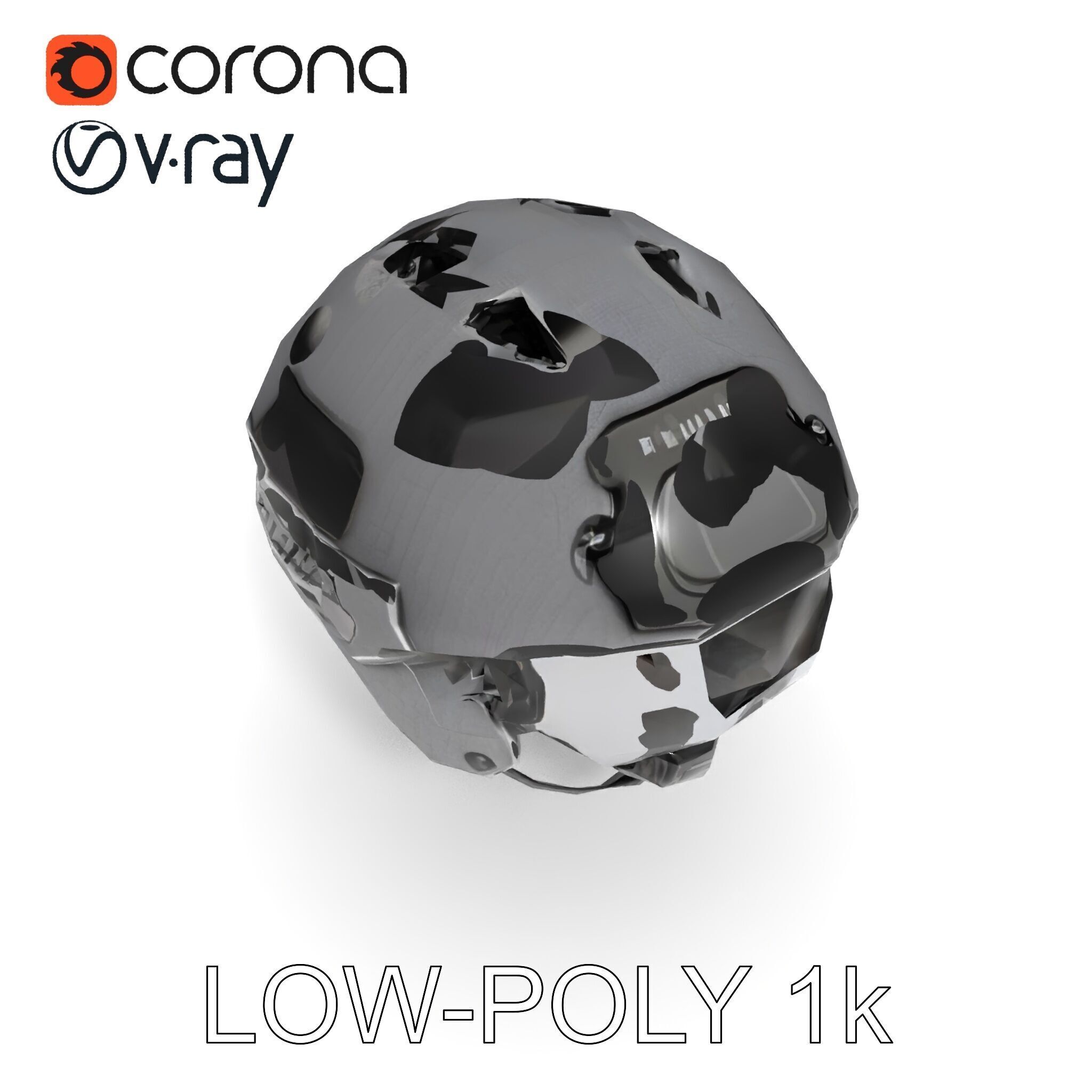 Tactical Helmet D Model Pack with Adjustable Straps Low-poly 3D model_10