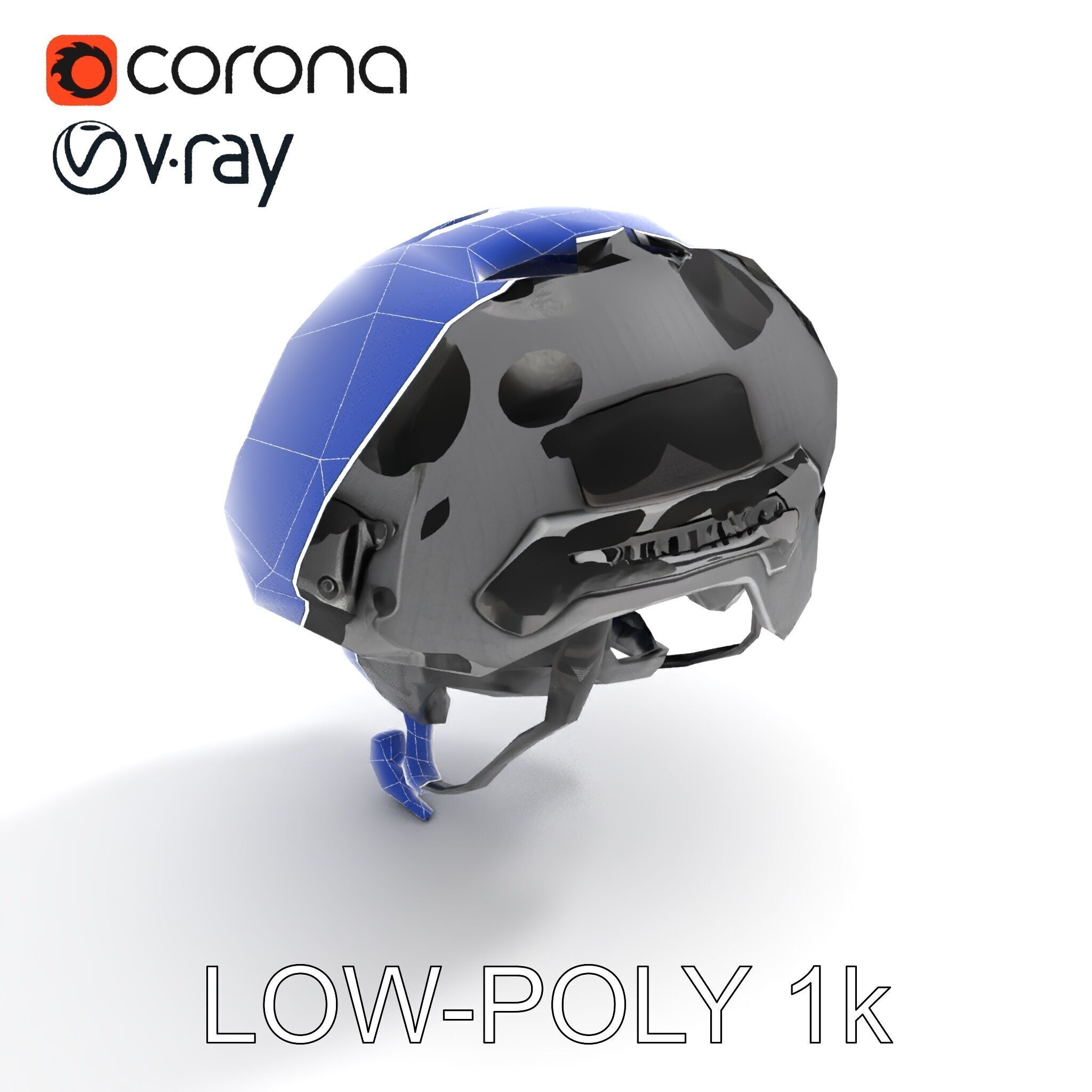 Tactical Helmet D Model Pack with Adjustable Straps Low-poly 3D model_15