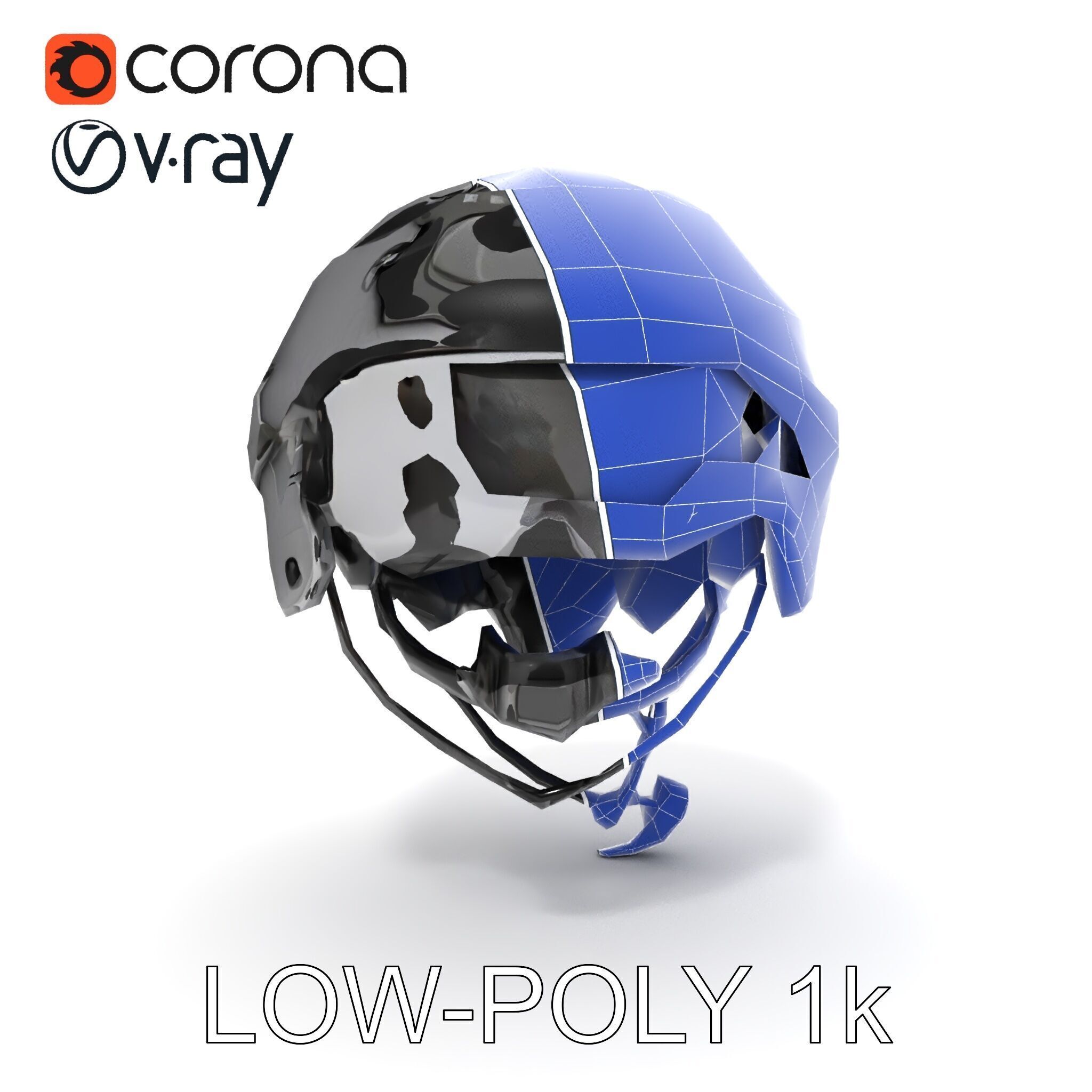 Tactical Helmet D Model Pack with Adjustable Straps Low-poly 3D model_7