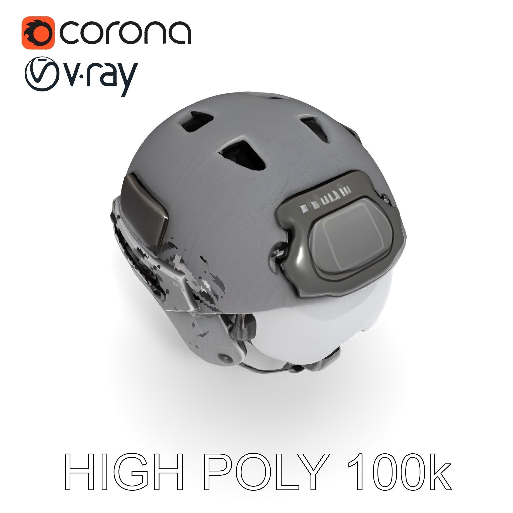 Tactical Helmet D Model Pack with Adjustable Straps Low-poly 3D model_13