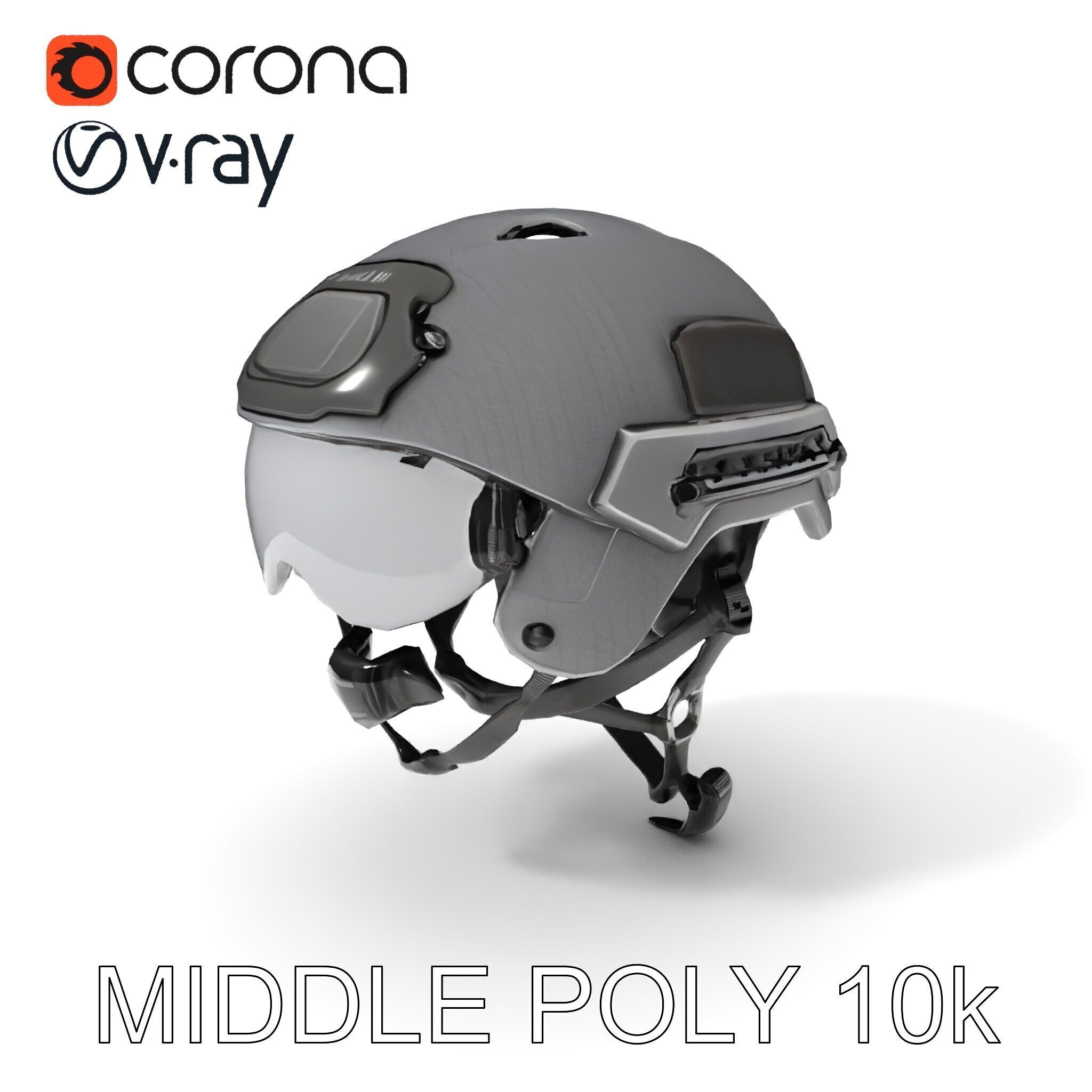 Tactical Helmet D Model Pack with Adjustable Straps Low-poly 3D model_6