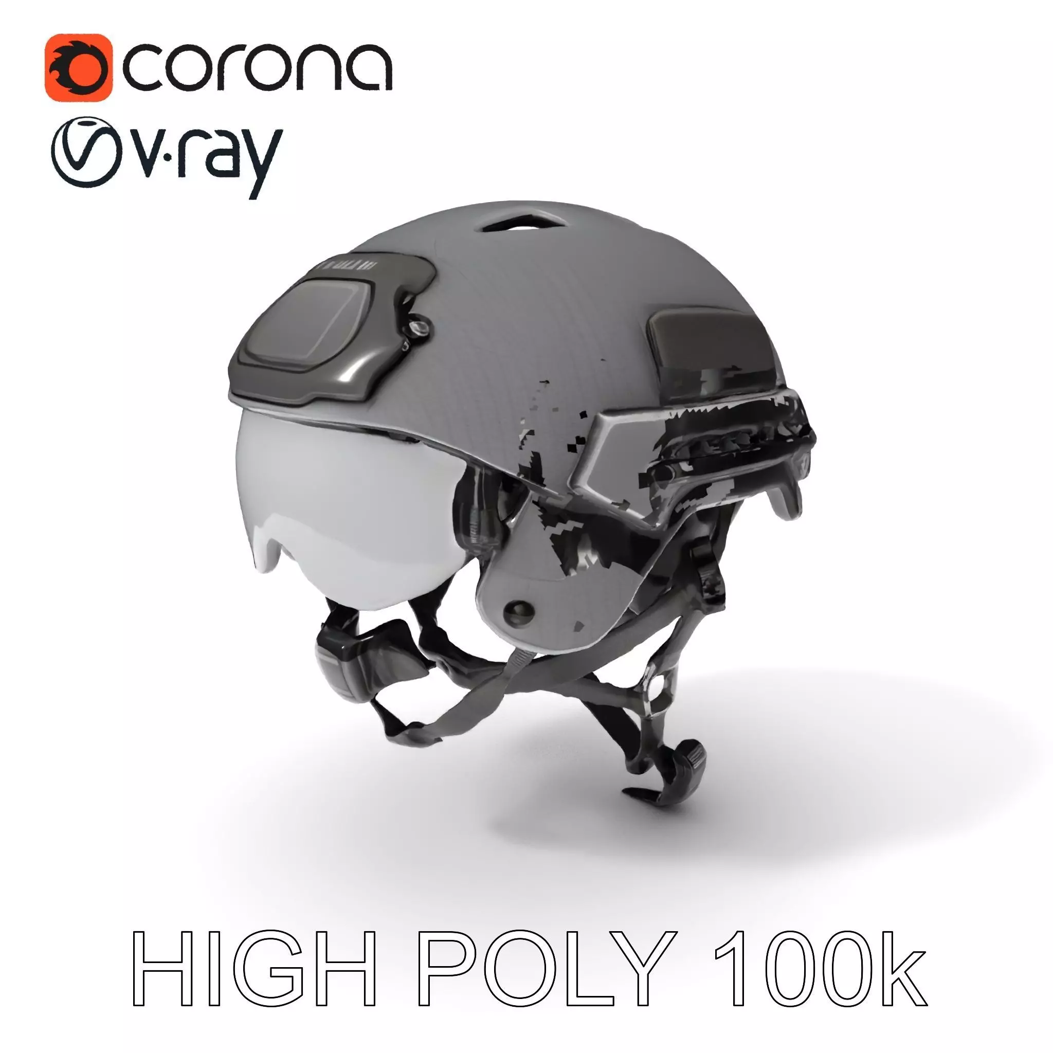 Tactical Helmet D Model Pack with Adjustable Straps Low-poly 3D model_0