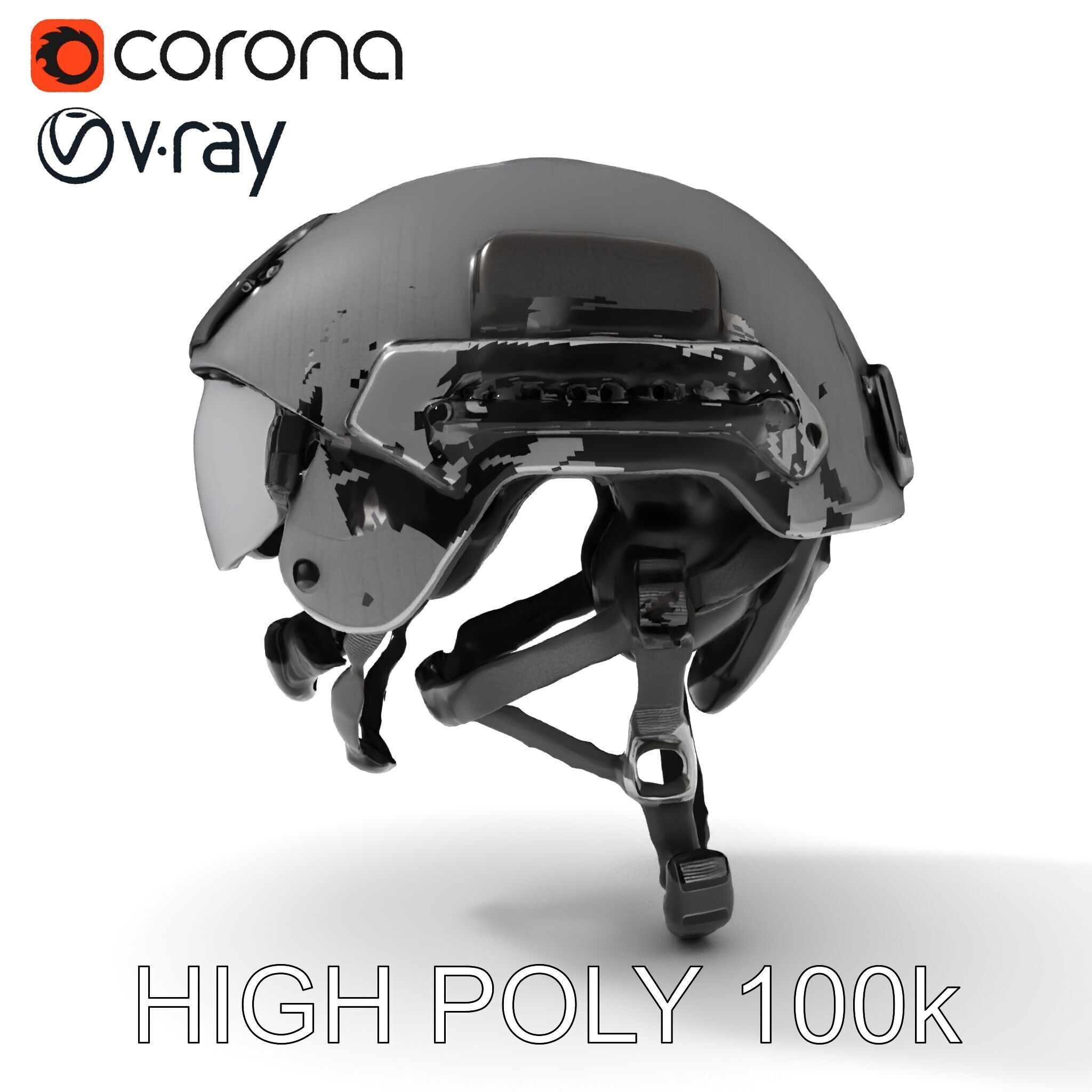 Tactical Helmet D Model Pack with Adjustable Straps Low-poly 3D model_24