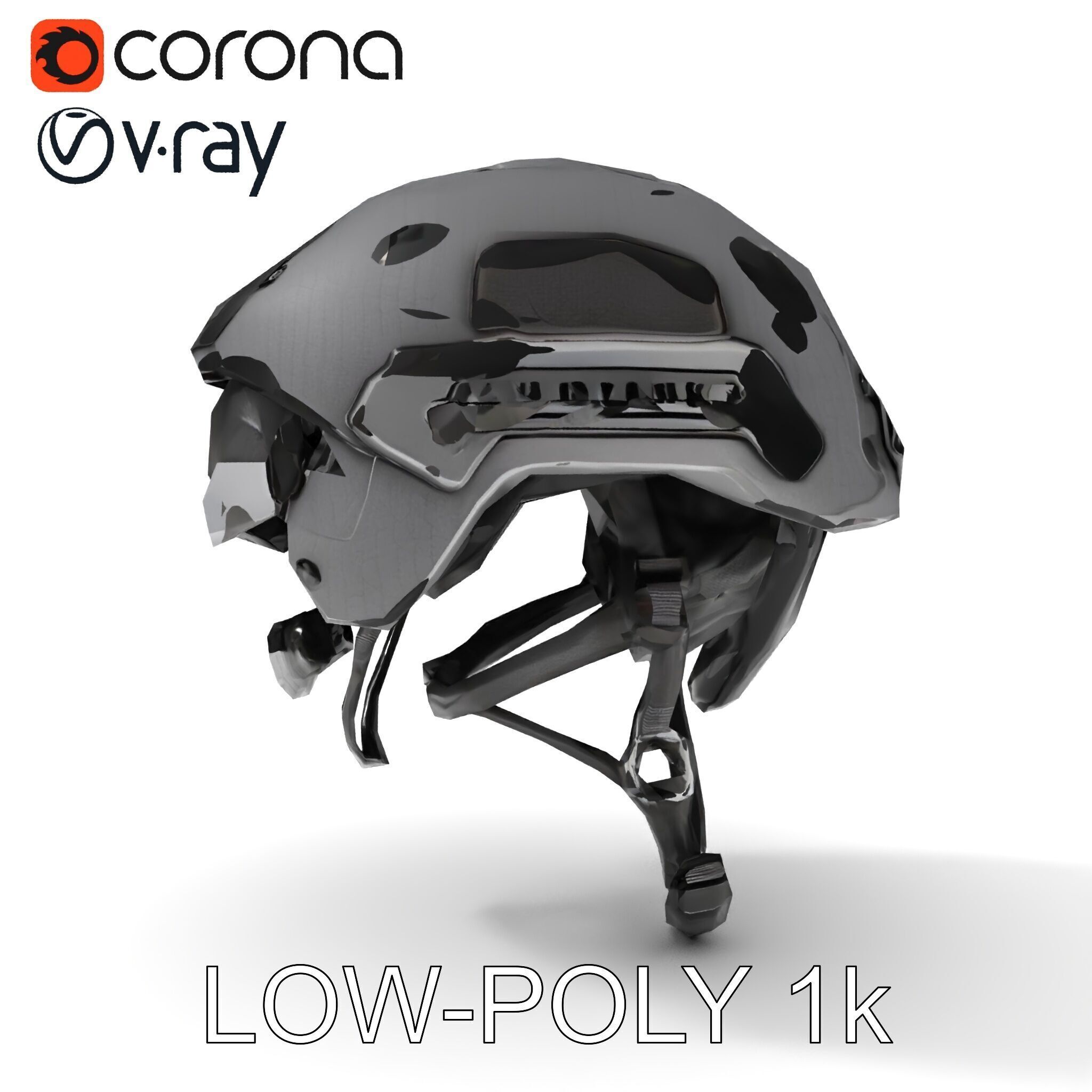 Tactical Helmet D Model Pack with Adjustable Straps Low-poly 3D model_12