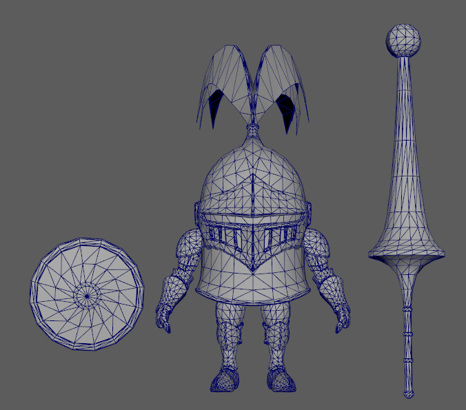 Stylish cartoon dwarf golden knight with skeletal skin Low-poly 3D model_9