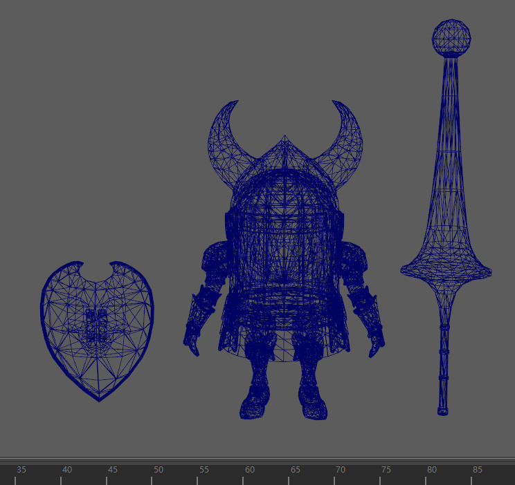 Stylish cartoon dwarf golden knight with skeletal skin Low-poly 3D model_13