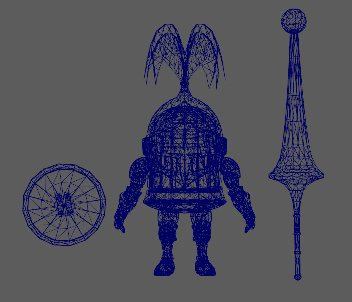 Stylish cartoon dwarf golden knight with skeletal skin Low-poly 3D model_10