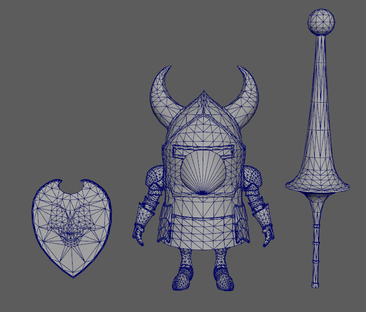 Stylish cartoon dwarf golden knight with skeletal skin Low-poly 3D model_12