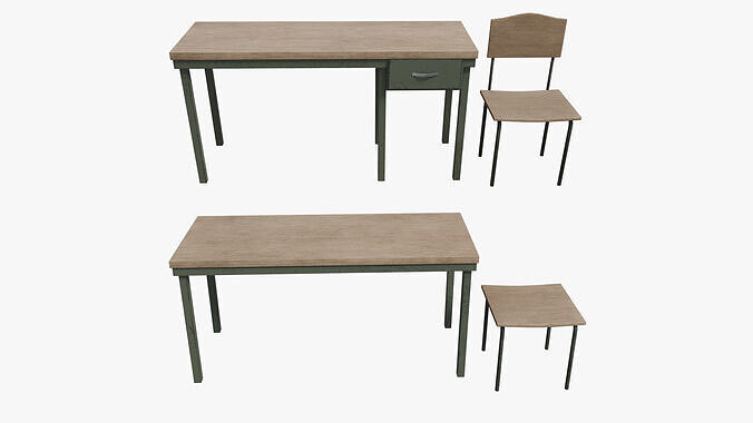 Military Desk Chair Low-poly 3D model