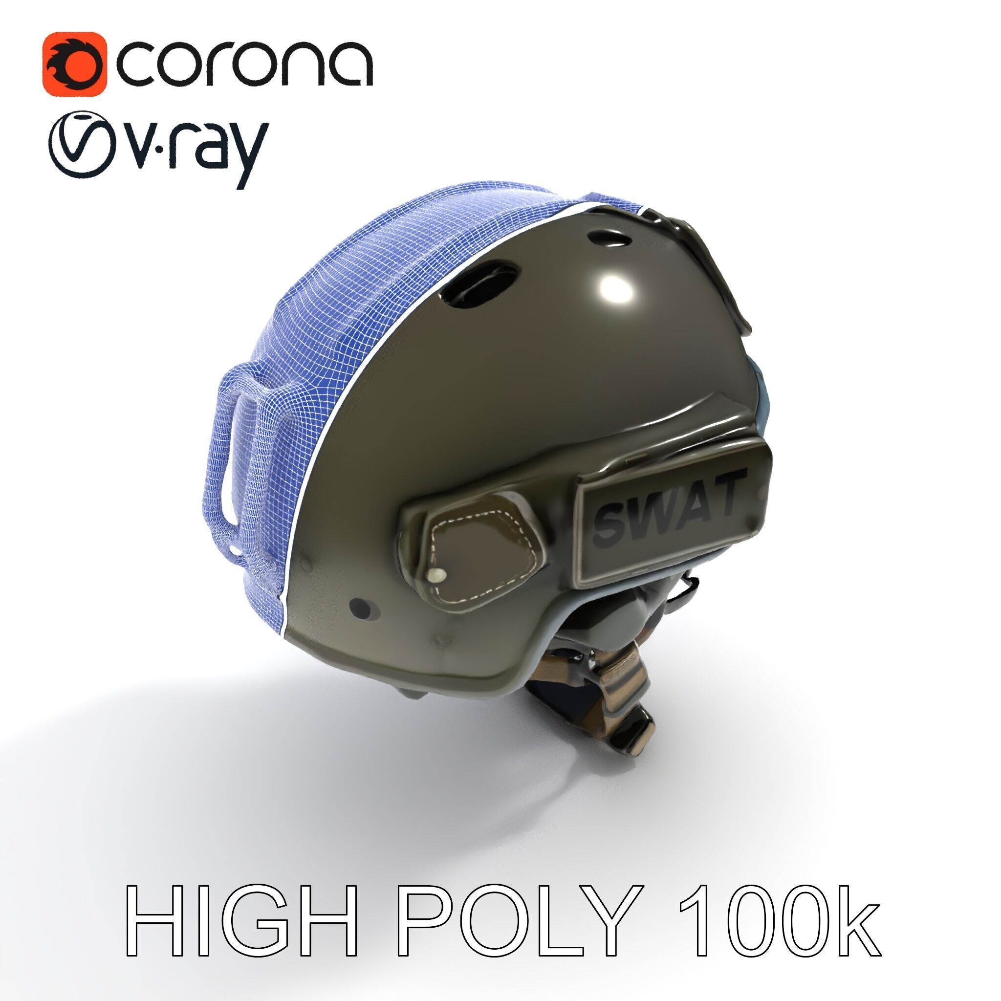 Tactical SWAT Helmet D Model Pack Low-poly 3D model_11