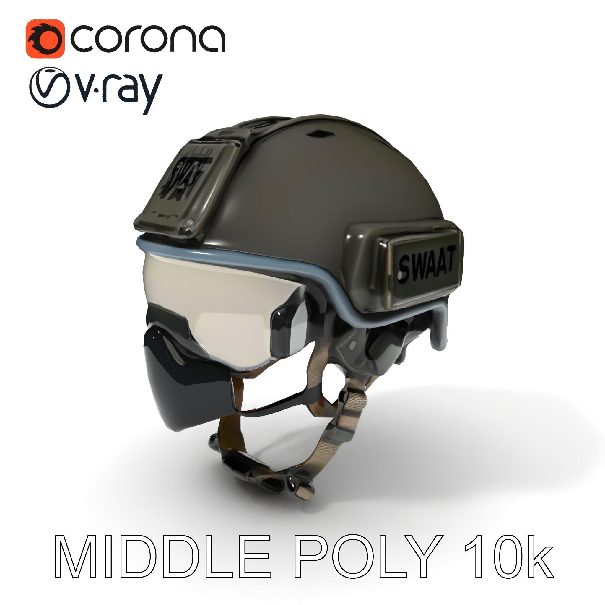 Tactical SWAT Helmet D Model Pack Low-poly 3D model_17