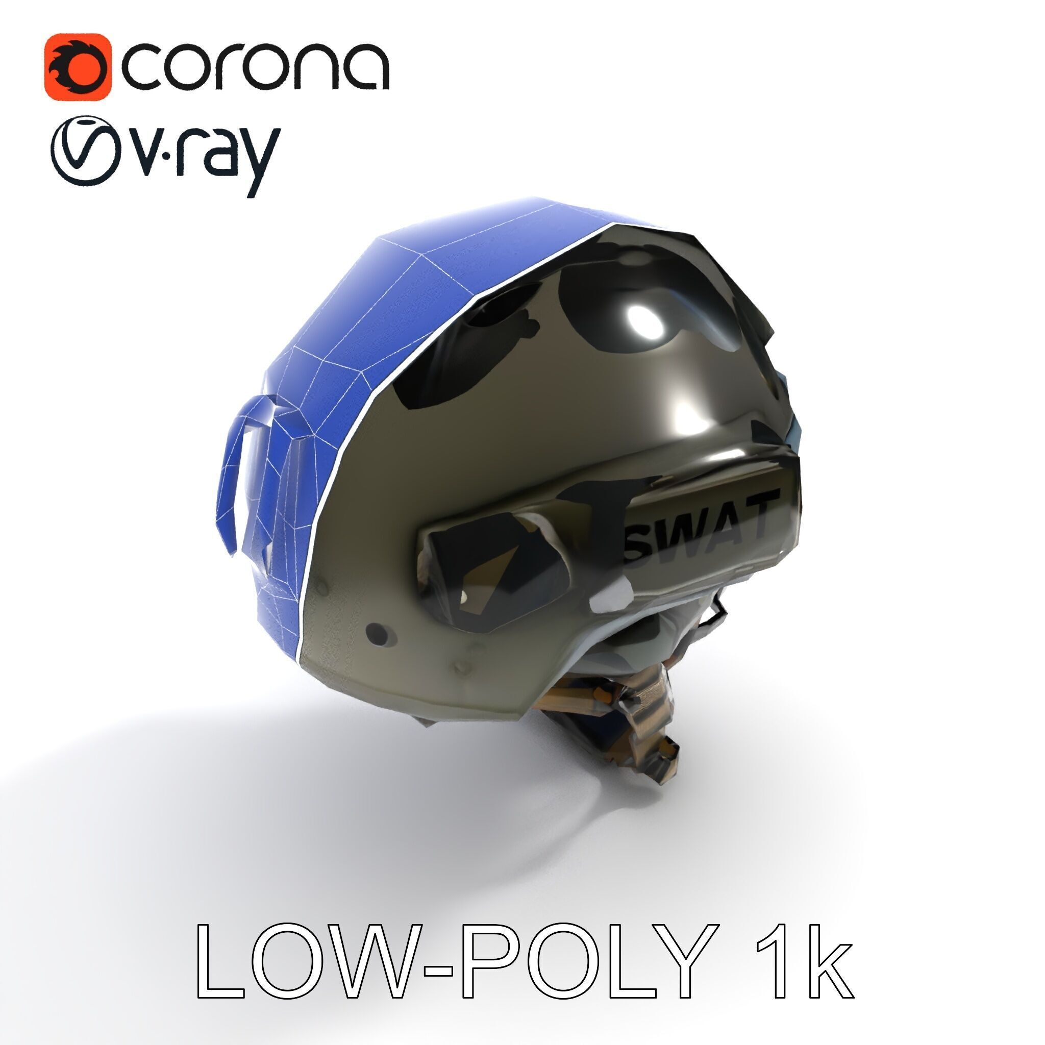 Tactical SWAT Helmet D Model Pack Low-poly 3D model_13