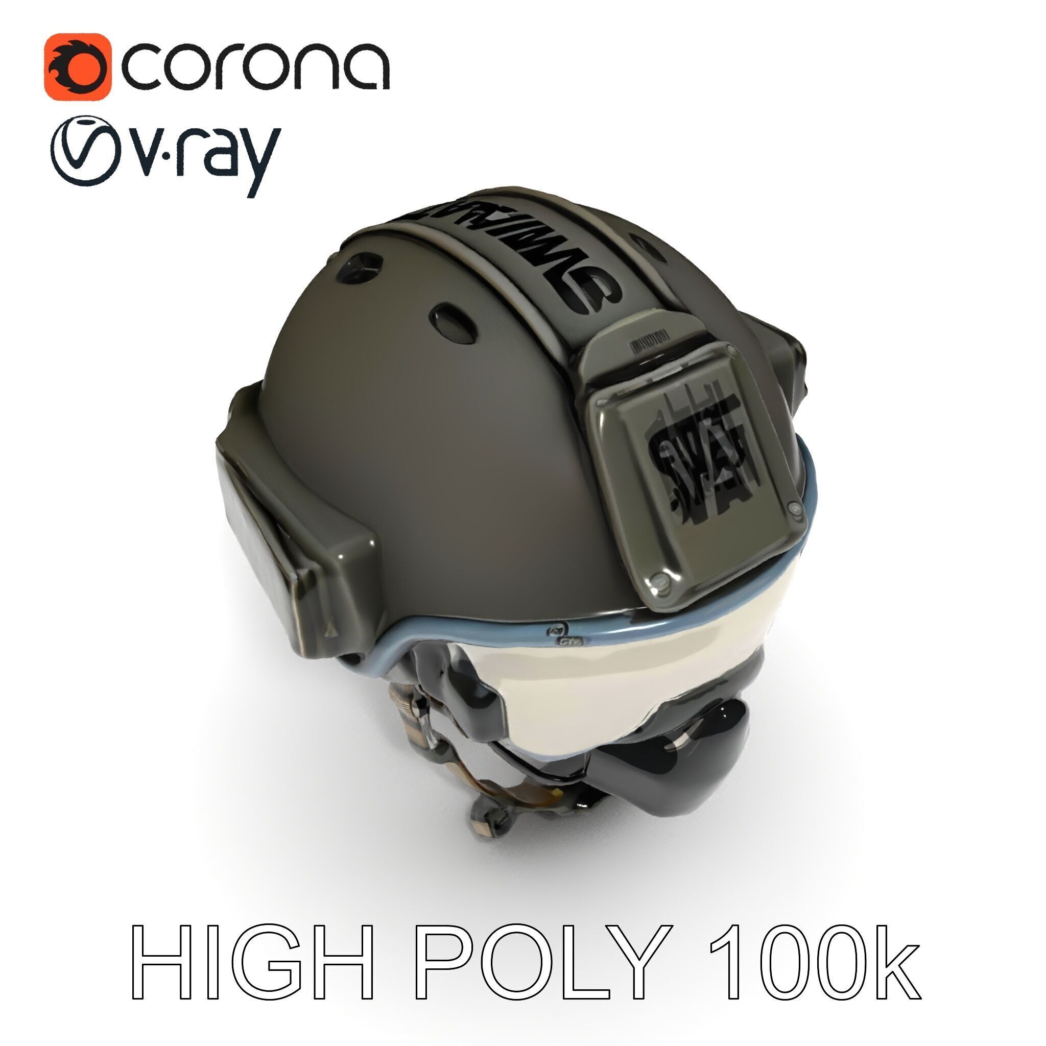 Tactical SWAT Helmet D Model Pack Low-poly 3D model_24