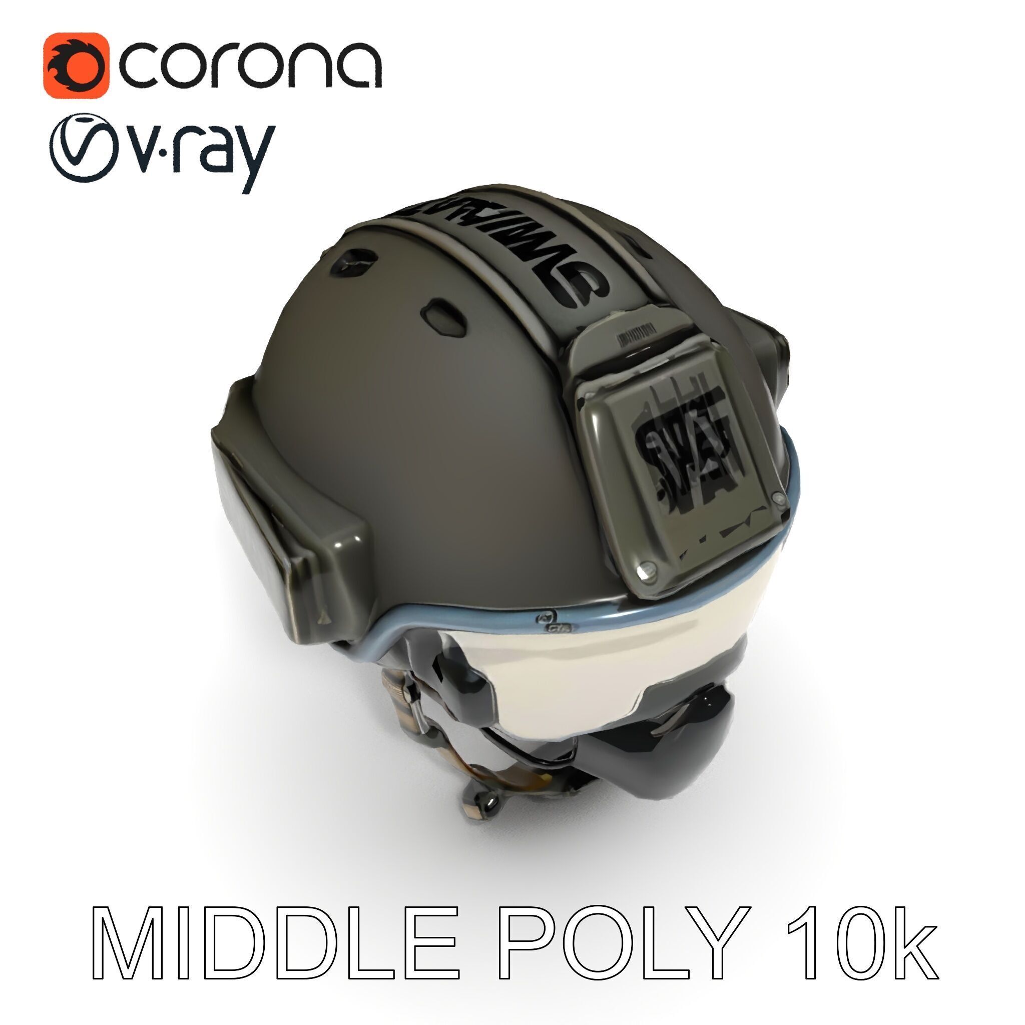 Tactical SWAT Helmet D Model Pack Low-poly 3D model_9
