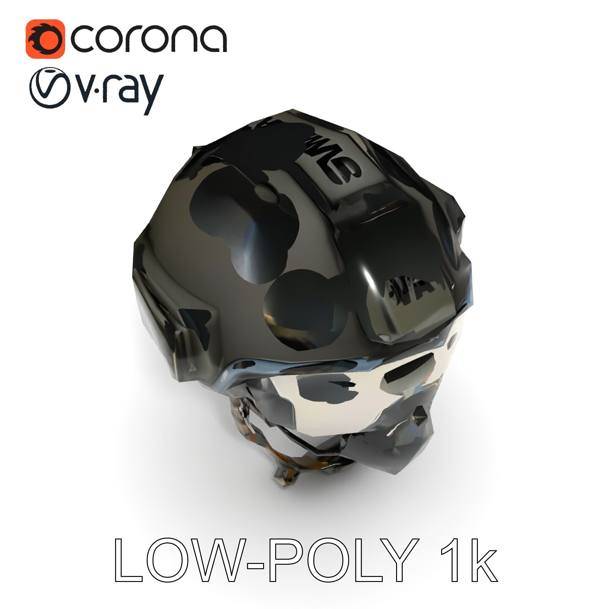 Tactical SWAT Helmet D Model Pack Low-poly 3D model_7