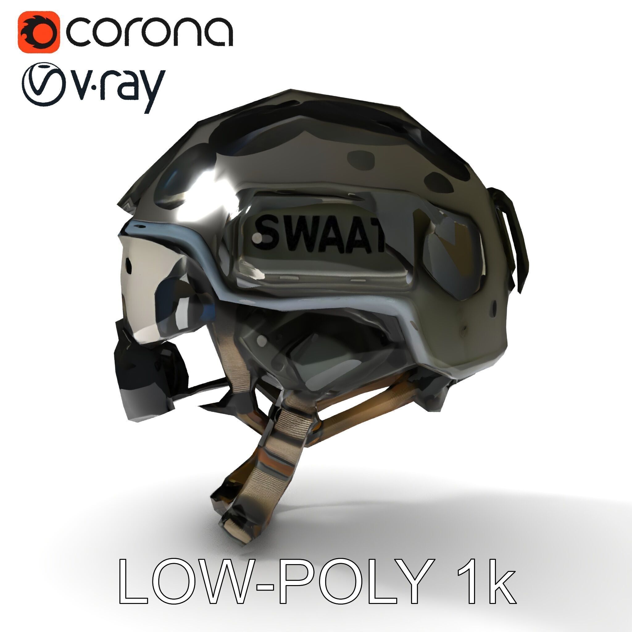 Tactical SWAT Helmet D Model Pack Low-poly 3D model_33