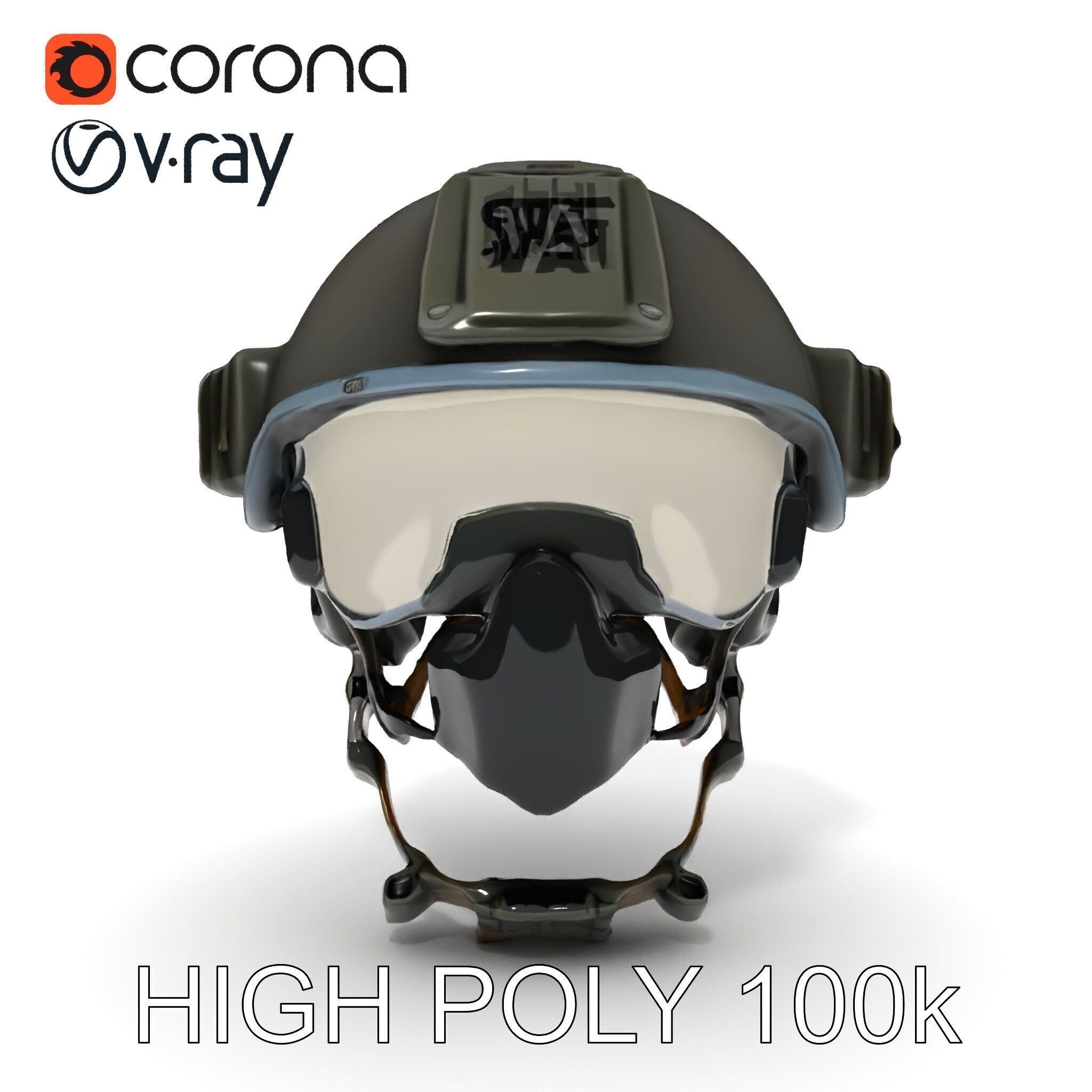 Tactical SWAT Helmet D Model Pack Low-poly 3D model_34