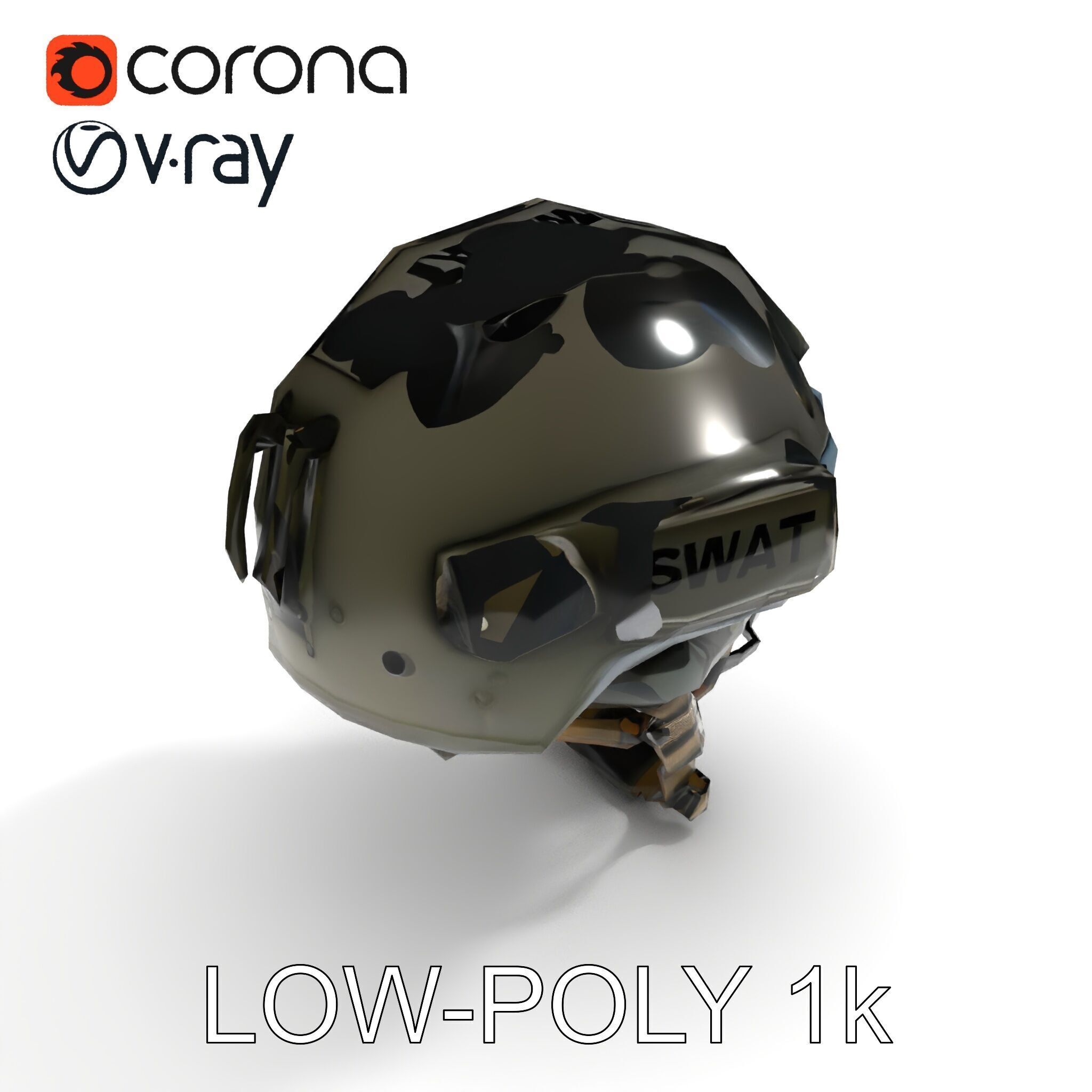 Tactical SWAT Helmet D Model Pack Low-poly 3D model_30
