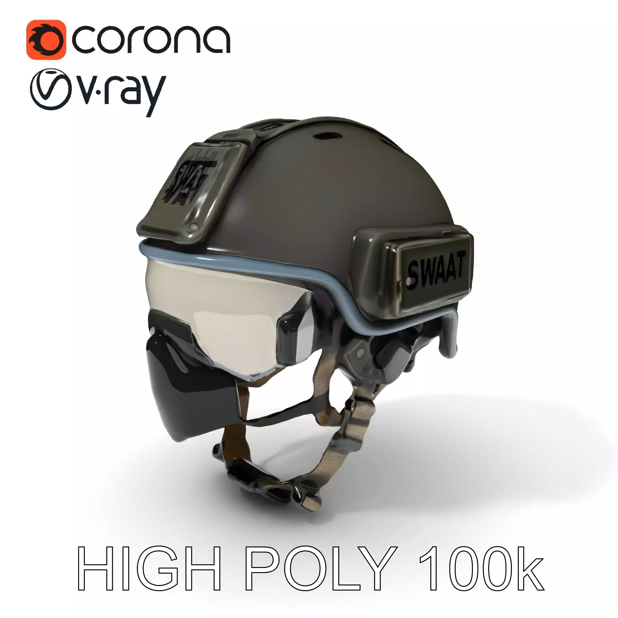 Tactical SWAT Helmet D Model Pack Low-poly 3D model_0