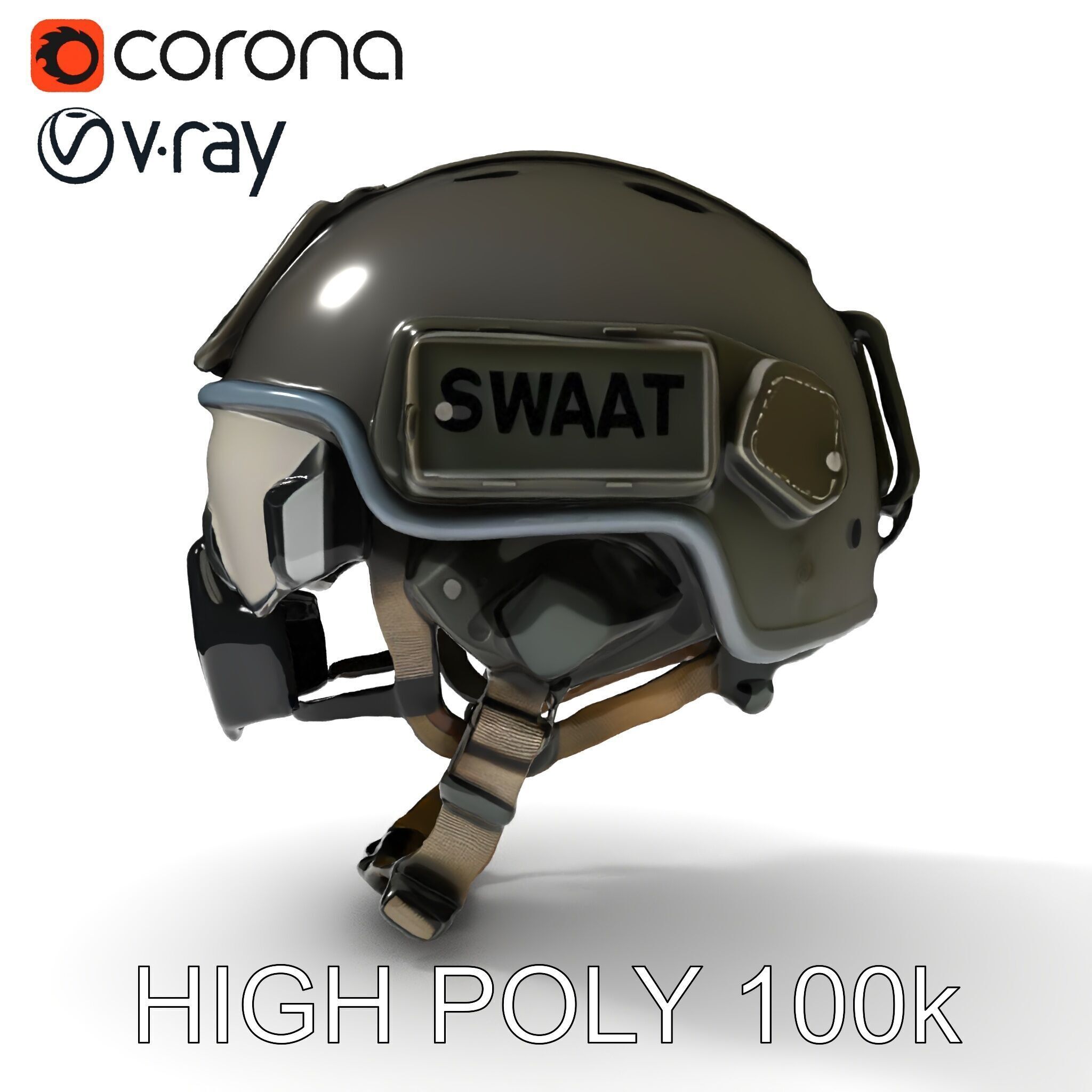 Tactical SWAT Helmet D Model Pack Low-poly 3D model_35