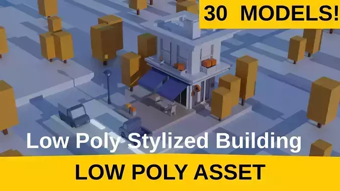 Low Poly Stylized Building  Game Ready Asset
