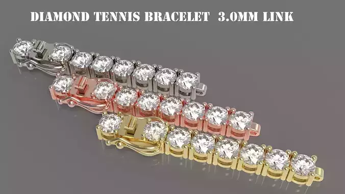 Diamond Tennis Bracelet Link TB30 3D print model