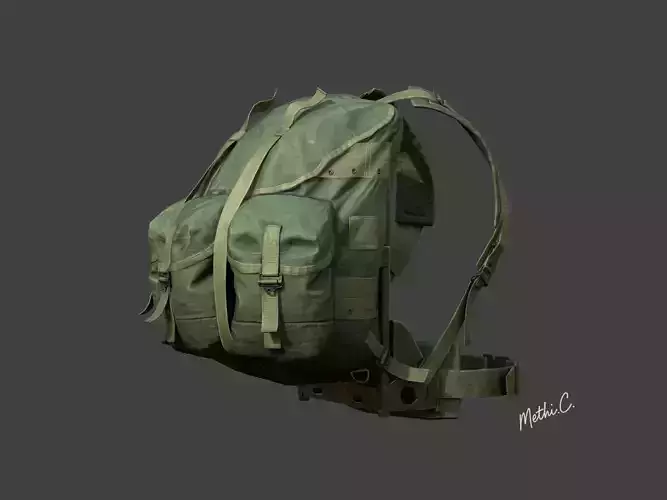 Military Backpack  Game Ready 3D Model Lowpoly ALICE PACK