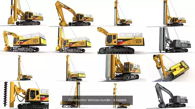Construction Vehicles bundle 3D Model Collection