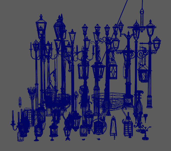 Realistic street lamps candles wall mounted lights  pots torches Low-poly 3D model_5