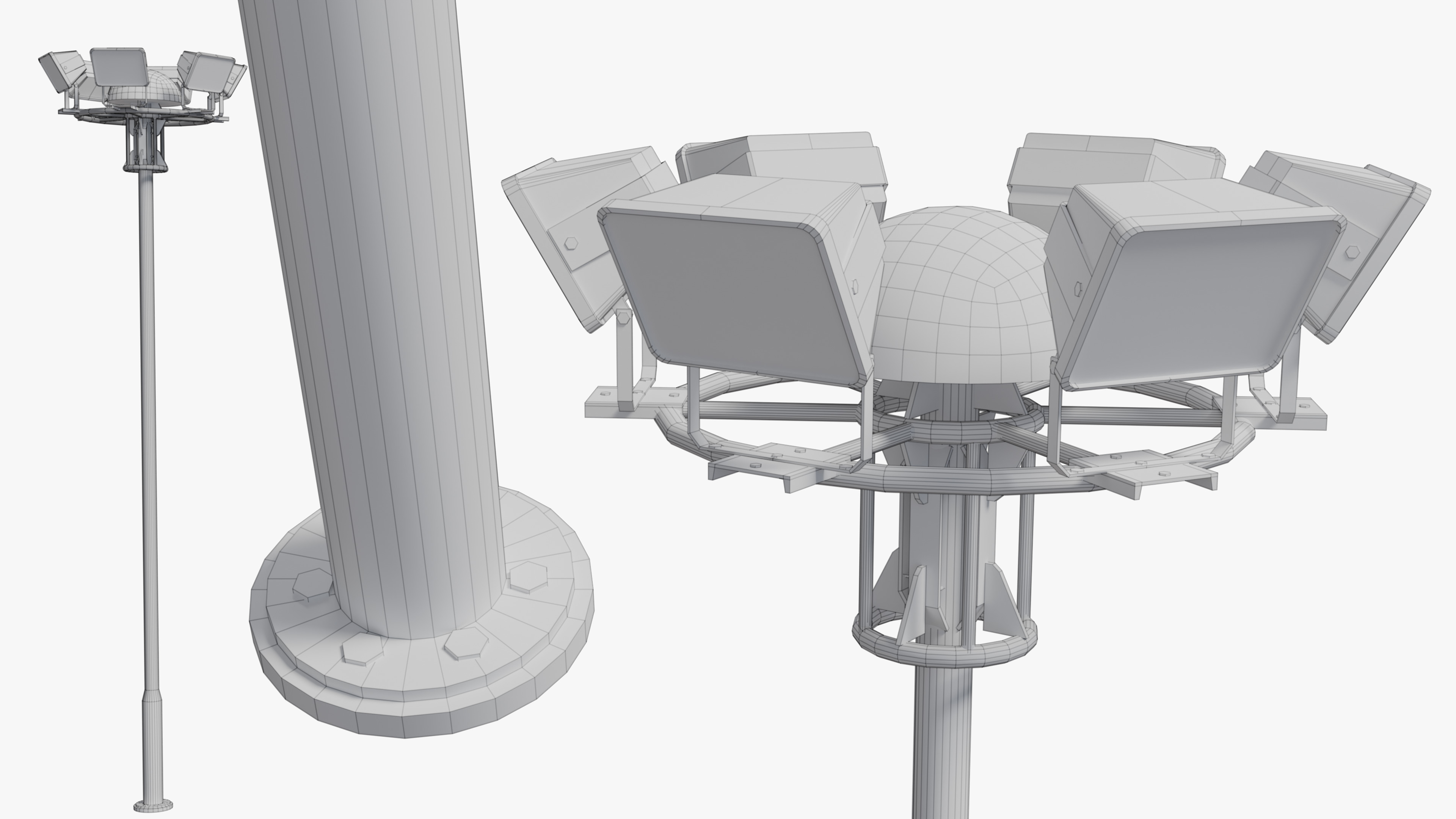 Flood Light Tower Low-poly 3D model_8