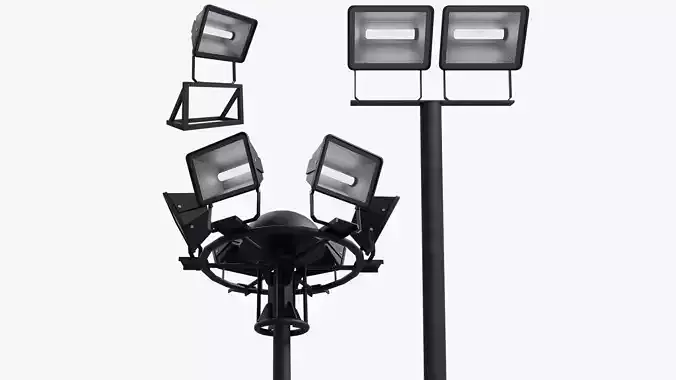 Flood Light Tower Low-poly 3D model Flood Light Tower Low-poly 3D model