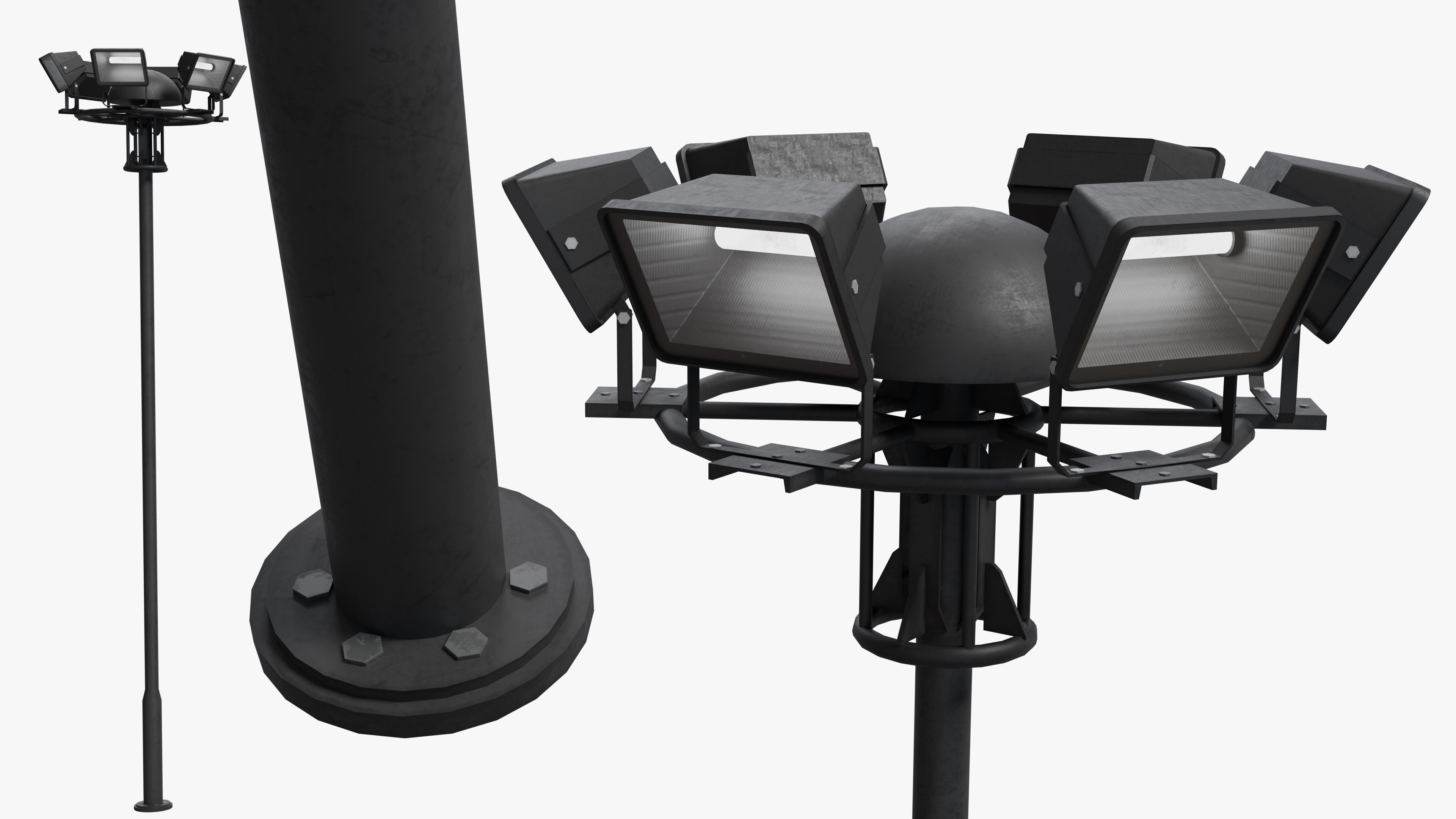 Flood Light Tower Low-poly 3D model_3
