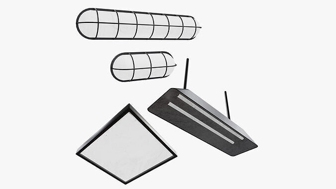Celing Lamp Set Low-poly 3D model