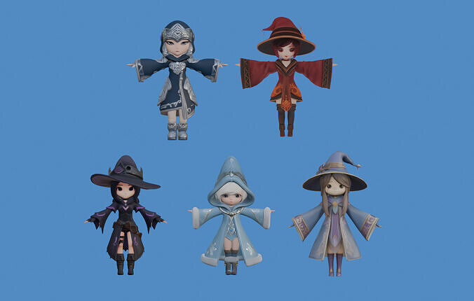 ChibiMages Pack Low-poly 3D model