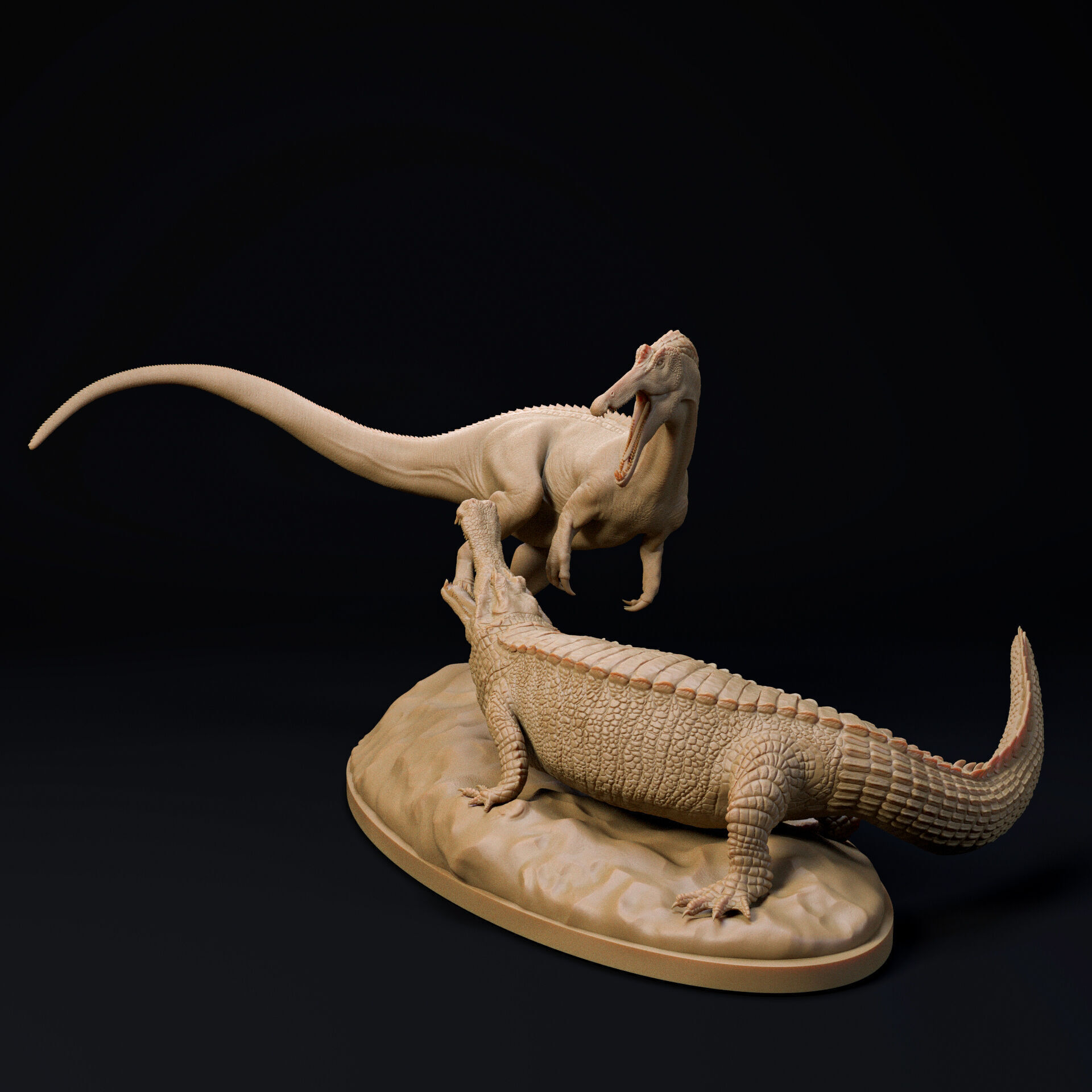 Sarcosuchus vs Suchomimus 1-35 scale pre-supported 3D print model_1