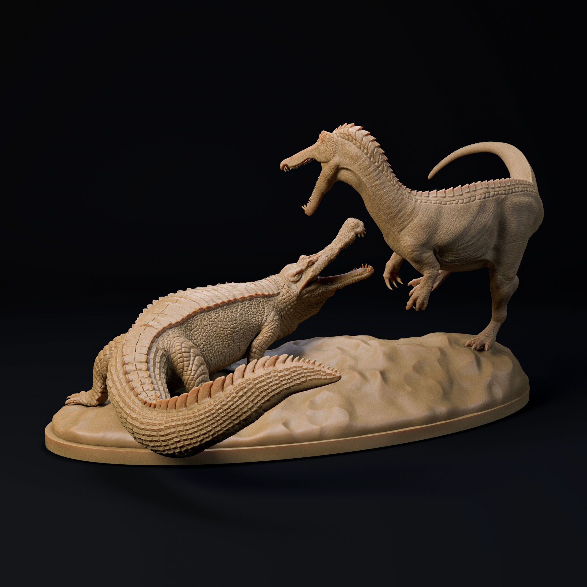 Sarcosuchus vs Suchomimus 1-35 scale pre-supported 3D print model_3