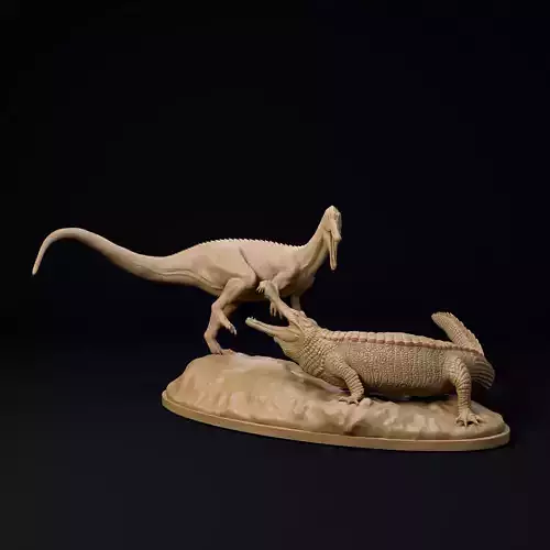 Sarcosuchus vs Suchomimus 1-35 scale pre-supported 3D print model
