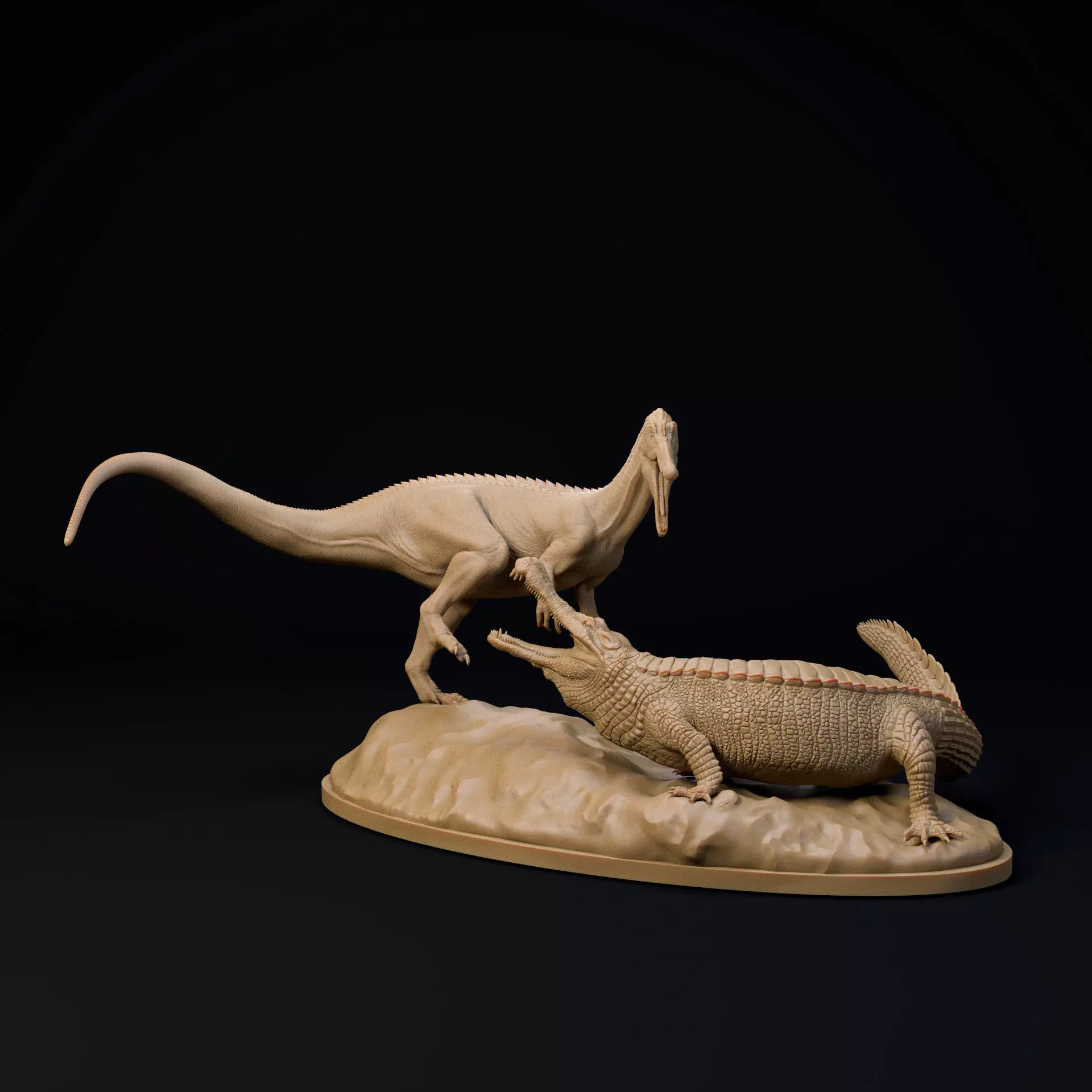 Sarcosuchus vs Suchomimus 1-35 scale pre-supported 3D print model_0